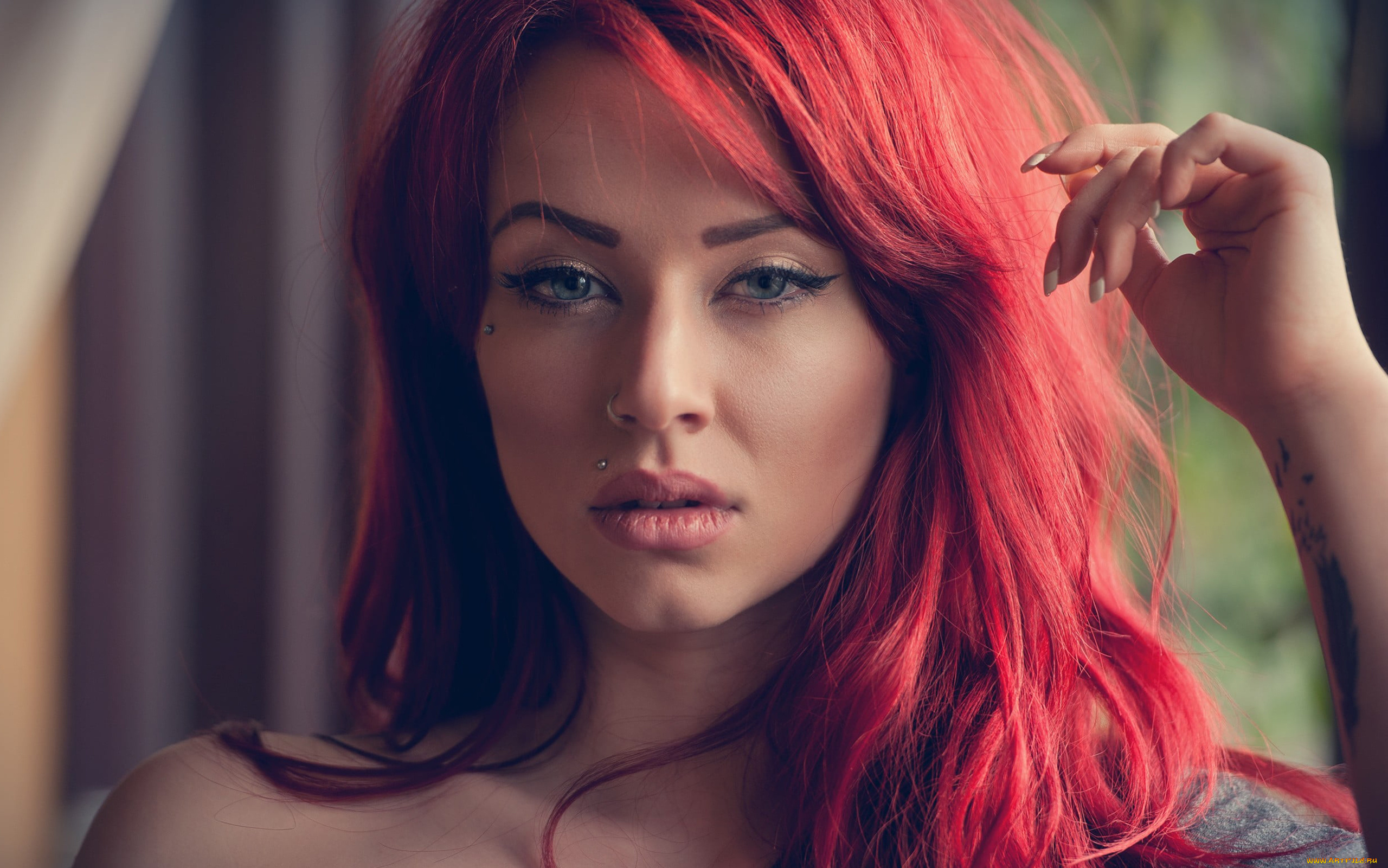 emma, howes, девушки, emma, howes, портрет, лицо, девушка, рыжеволосая, красотка, пирсинг, макияж, поза, причёска, крашеная, флирт