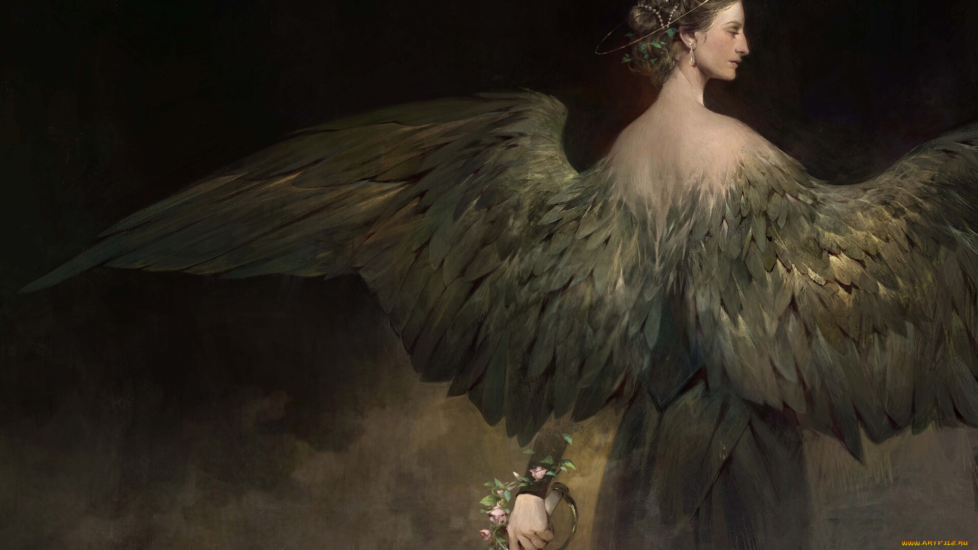 фэнтези, ангелы, женщина, ангел, крылья, меч