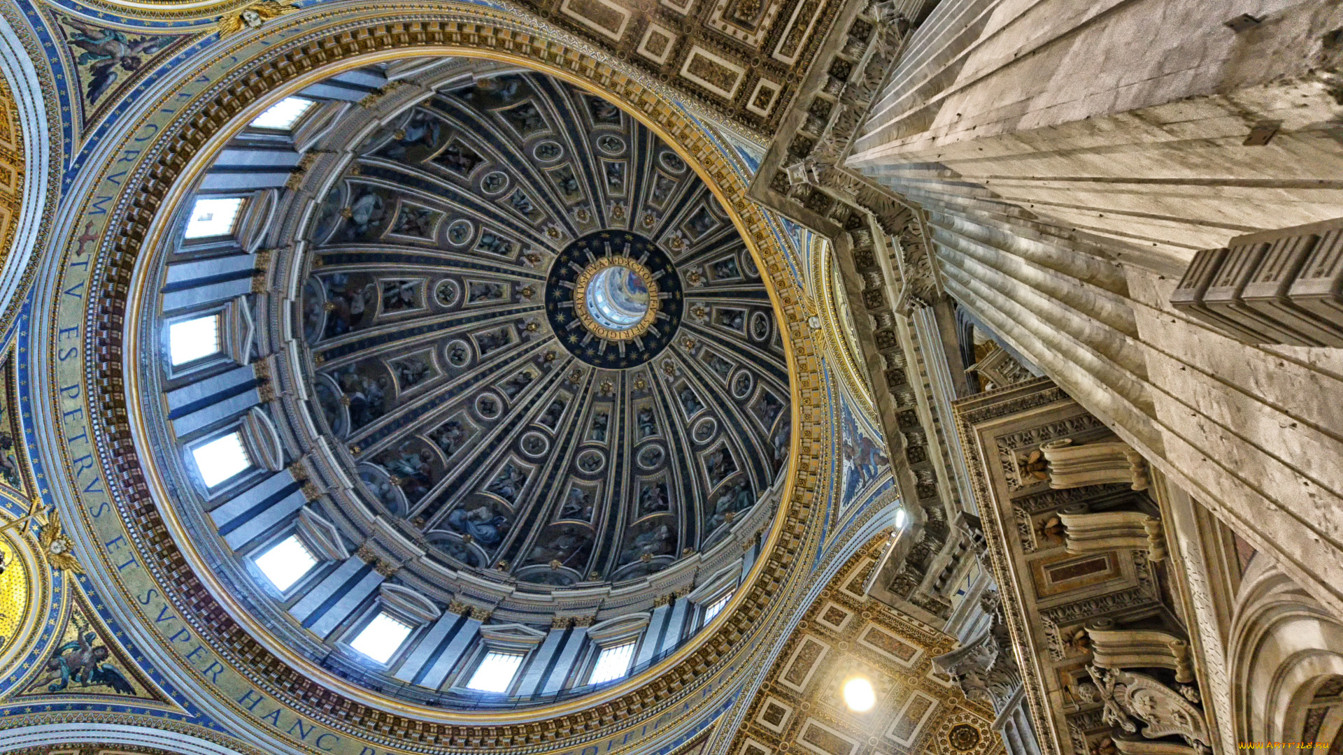 интерьер, убранство, , роспись, храма, собор, святого, петра, христианская, церковь, базилика, ватикан, купол, оформление