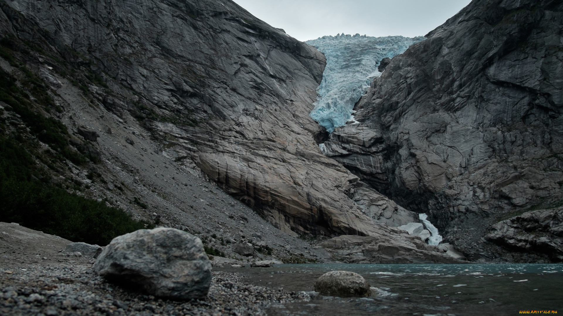 природа, айсберги, и, ледники, ледник, вода, скалы