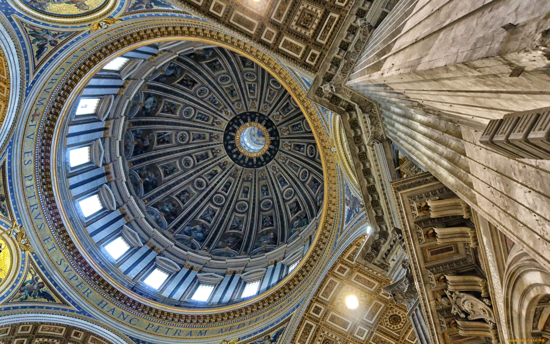 интерьер, убранство, , роспись, храма, собор, святого, петра, христианская, церковь, базилика, ватикан, купол, оформление
