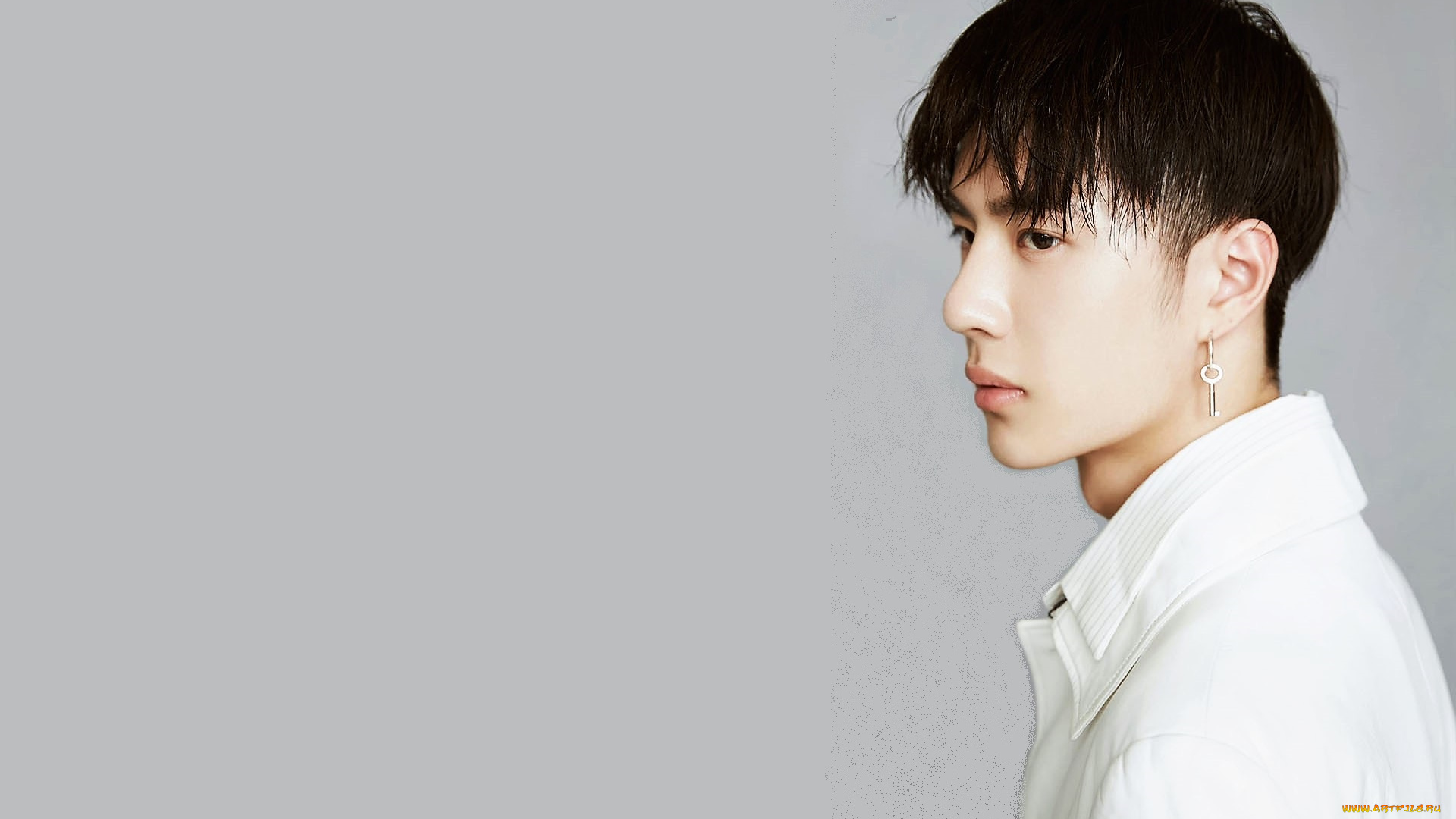 мужчины, wang, yi, bo, лицо, серьга, рубашка