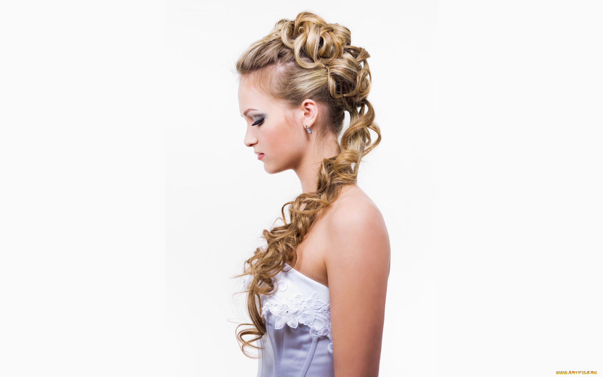 девушки, -, лица, , портреты, блондинка, профиль