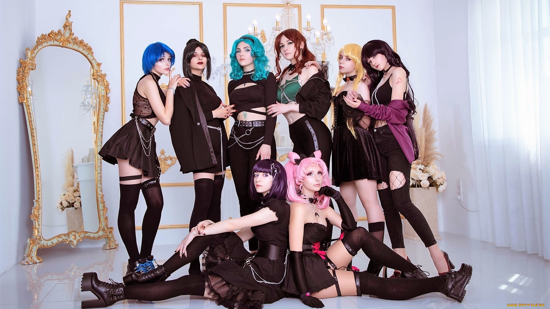 девушки, -, креатив, , косплей, образы, костюмы, зеркало, рамы