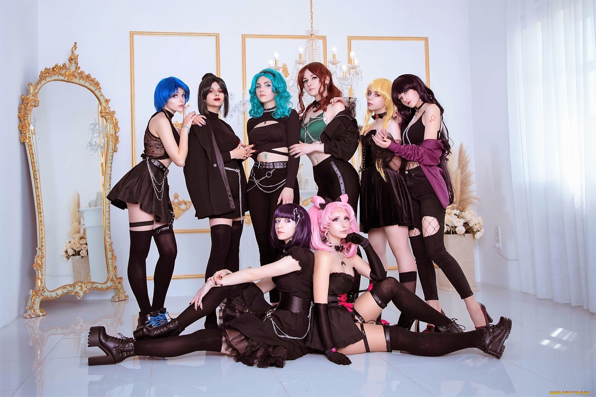 девушки, -, креатив, , косплей, образы, костюмы, зеркало, рамы