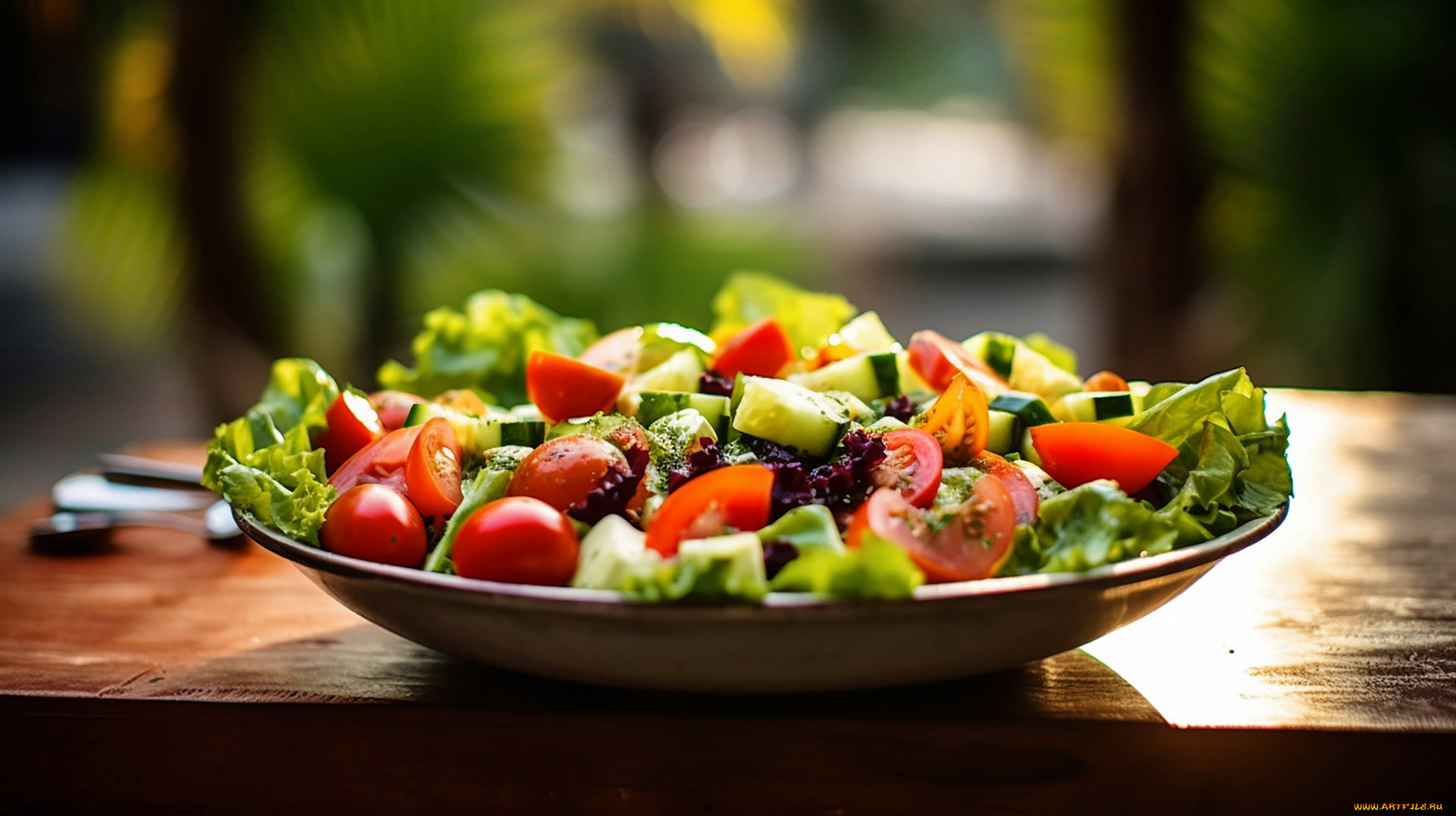 еда, салаты, , закуски, овощной, салат, помидоры, огурцы, зелень