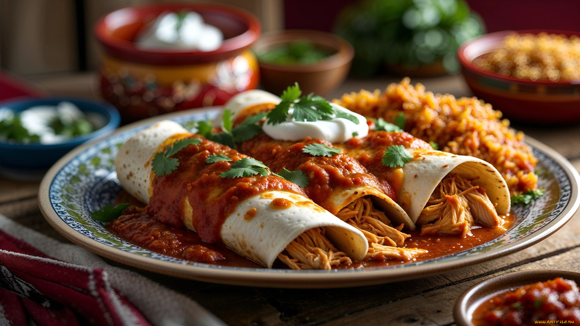 еда, блины, , оладьи, петрушка, соус, сметана