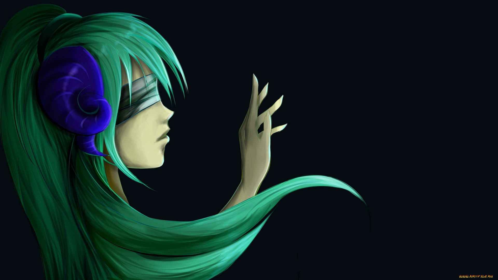 аниме, vocaloid, девушка, повязка