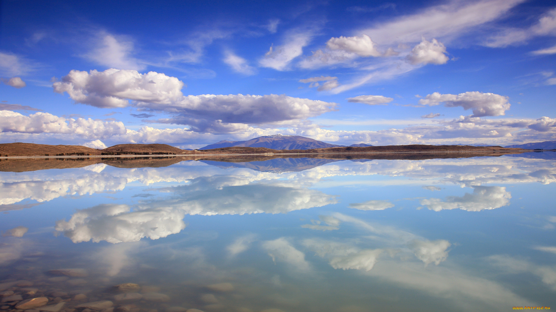 природа, реки, озера, отражение, облака, горы, озеро