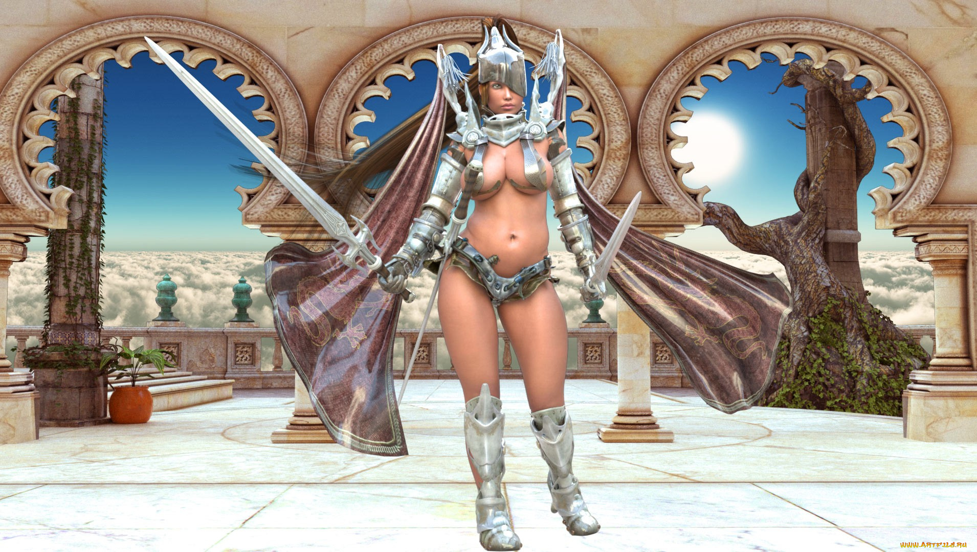 3д, графика, amazon, амазонки, меч, воин