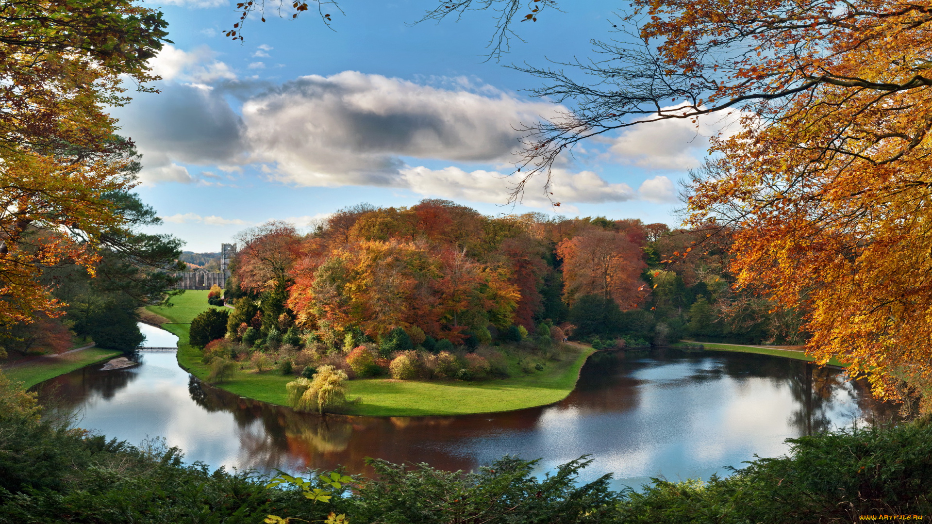 англия, северный, йоркшир, природа, парк, осень