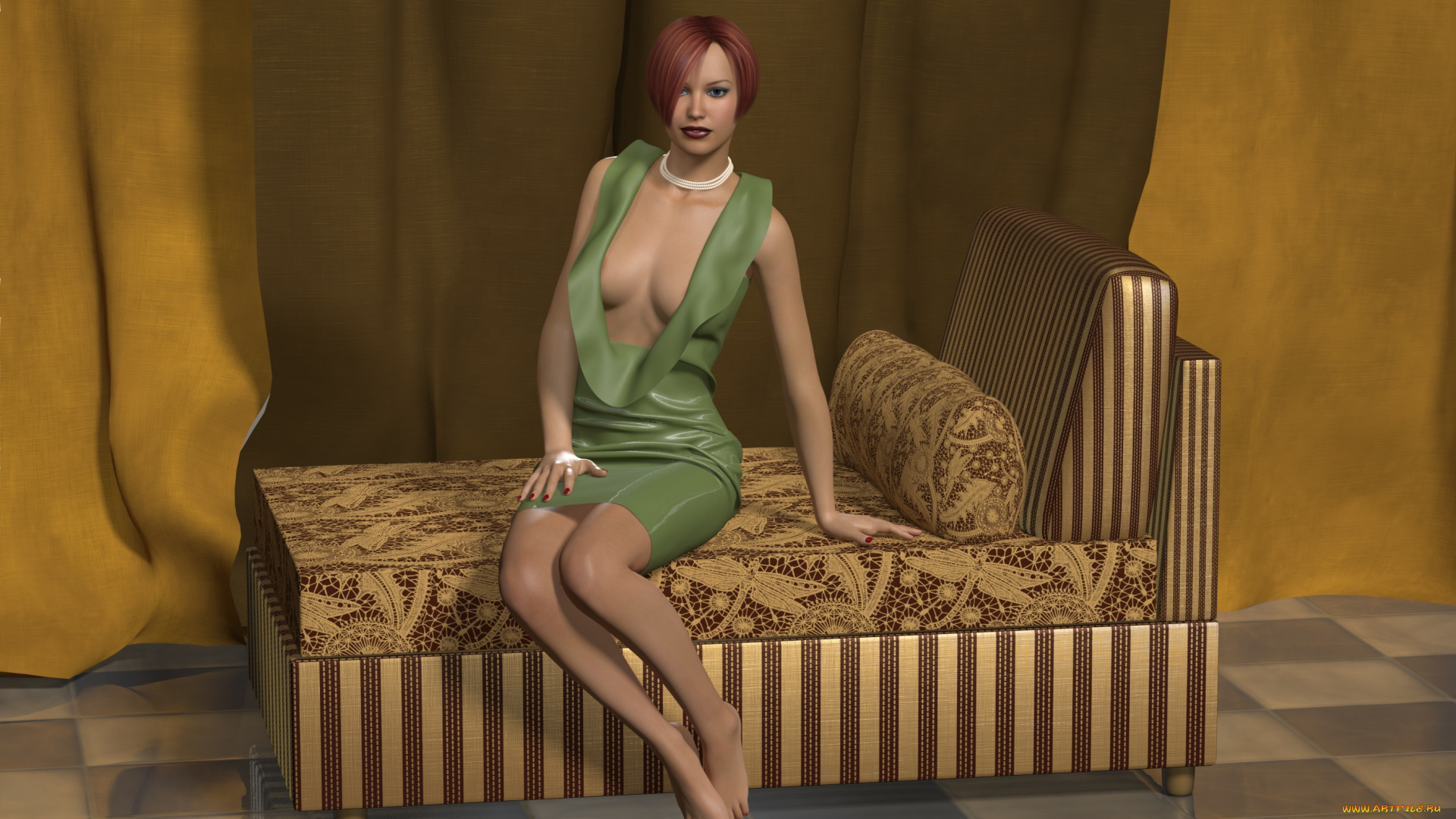 3д, графика, people, , люди, девушка, кровать