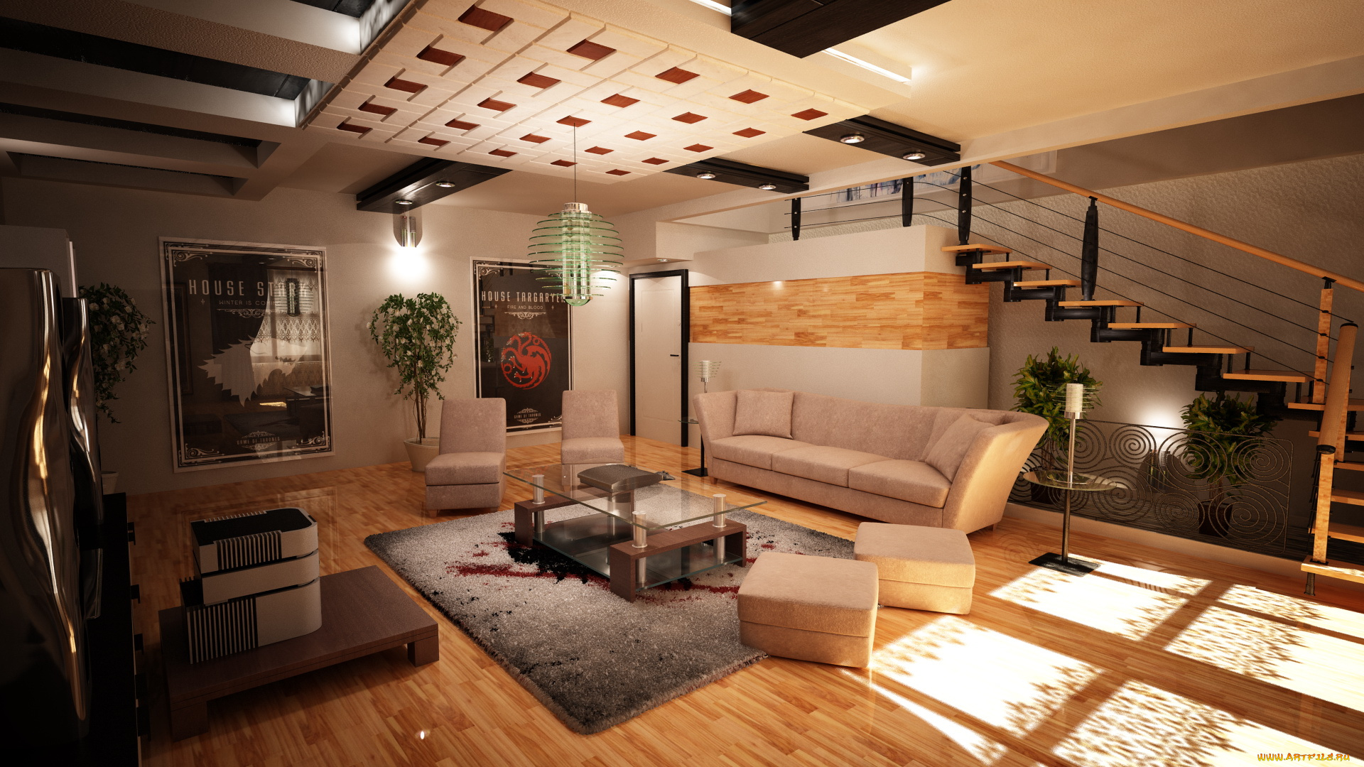 3д, графика, realism, , реализм, мебель, диван, светильник, комната