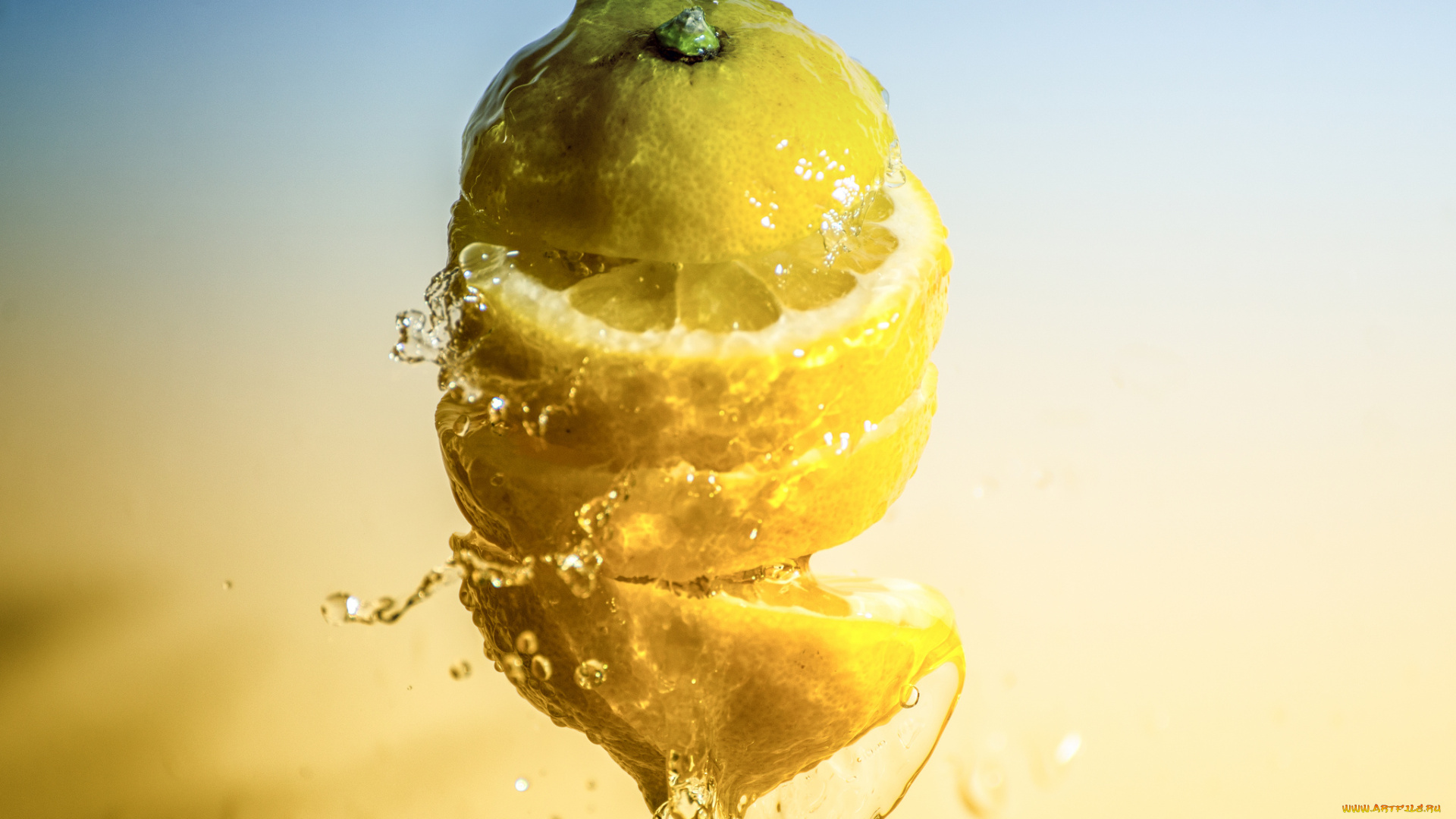 еда, цитрусы, вода, лимон