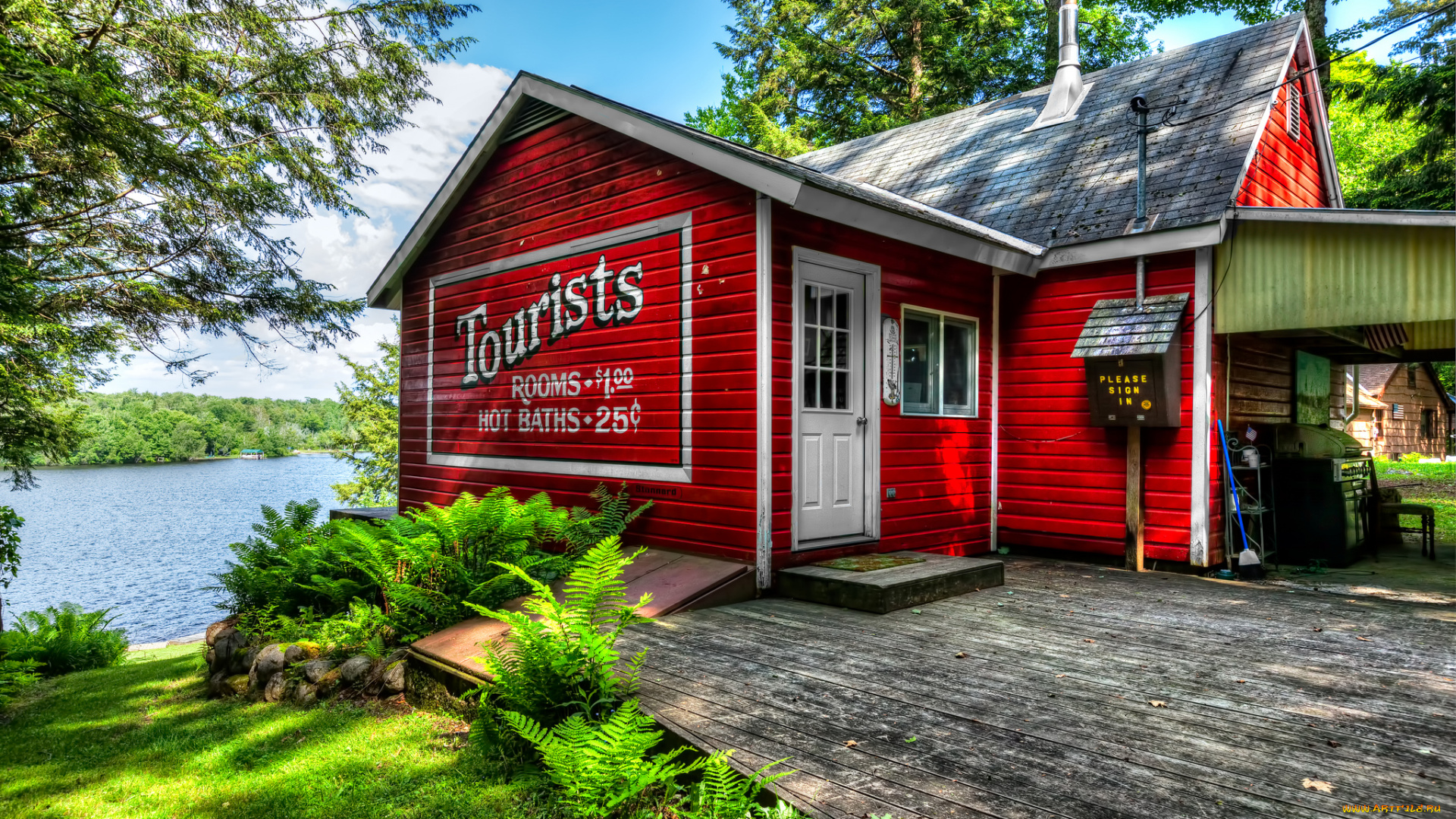 города, -, здания, , дома, домик, туристический, река, природа