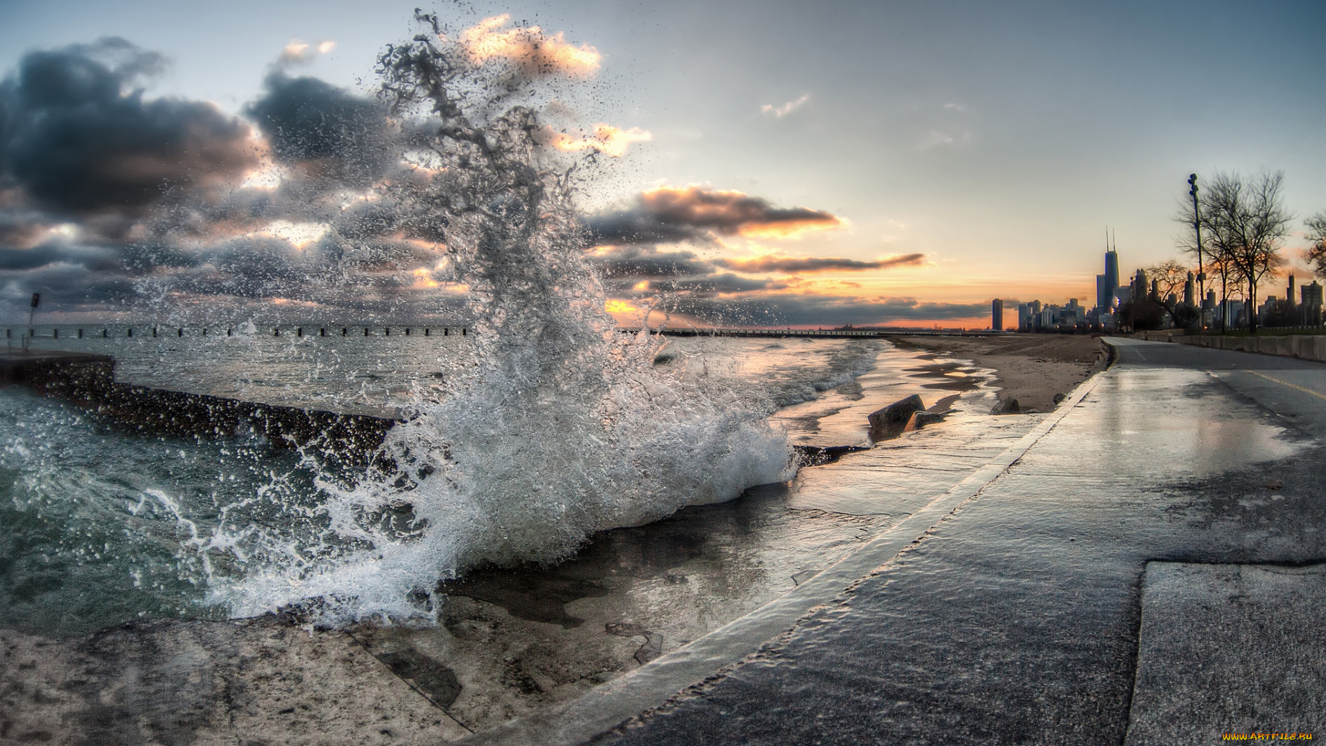 города, Чикаго, , сша, брызги