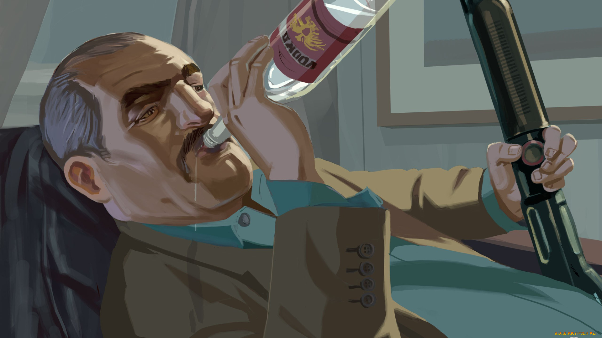 grand, theft, auto, iv, видео, игры, мужчина, водка