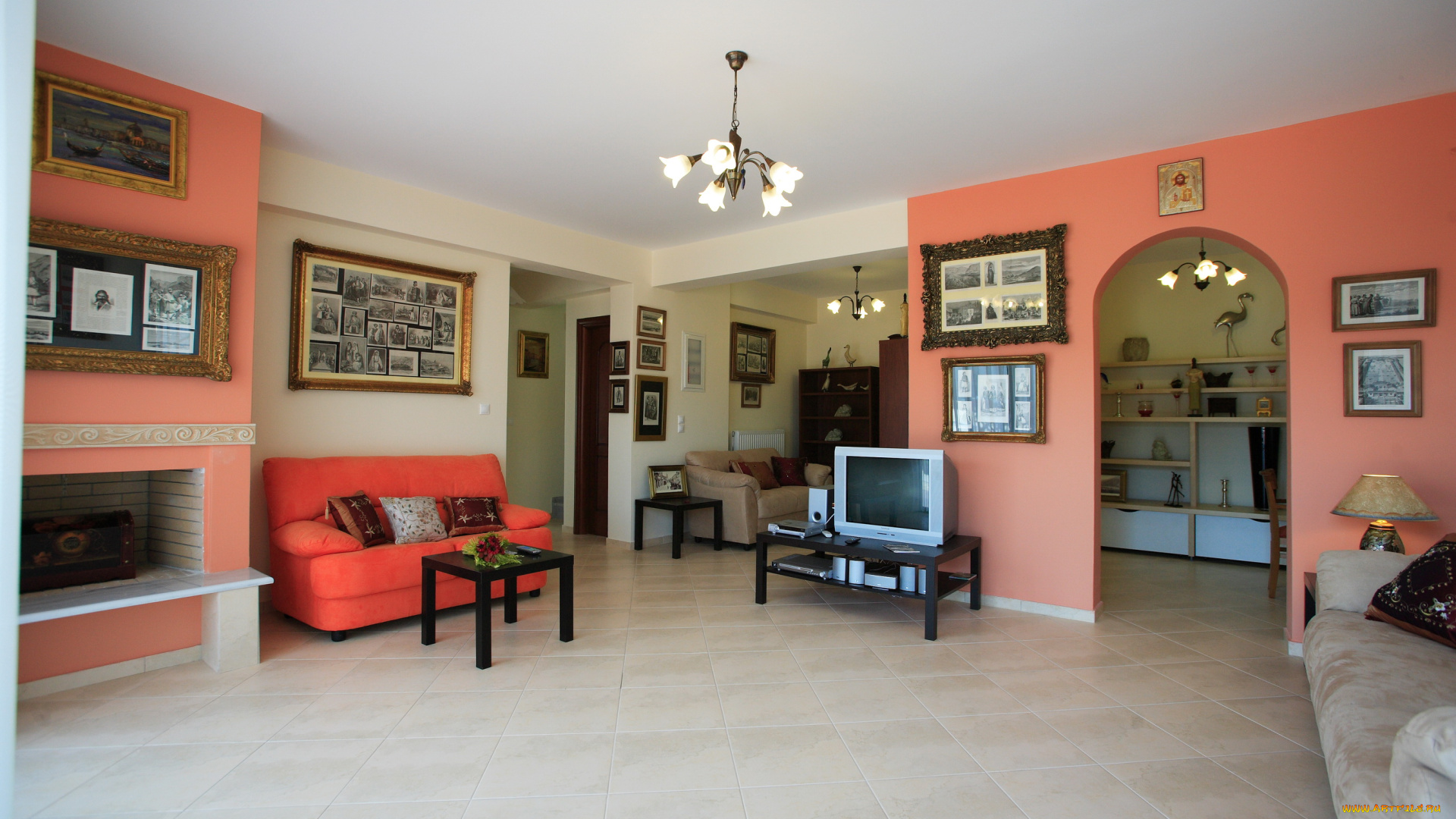 интерьер, гостиная, диван, кресло, телевизор