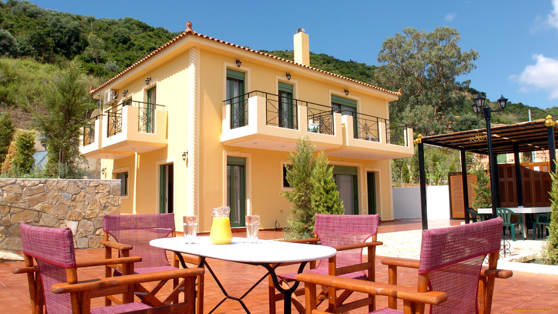 остров, кефалония, , греция, города, -, здания, , дома, курорт, греция, дом, кефалония, остров