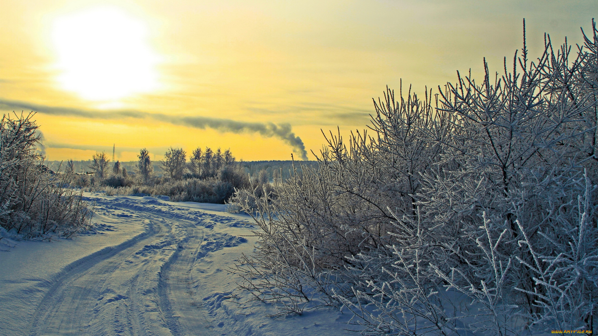 природа, дороги, снег
