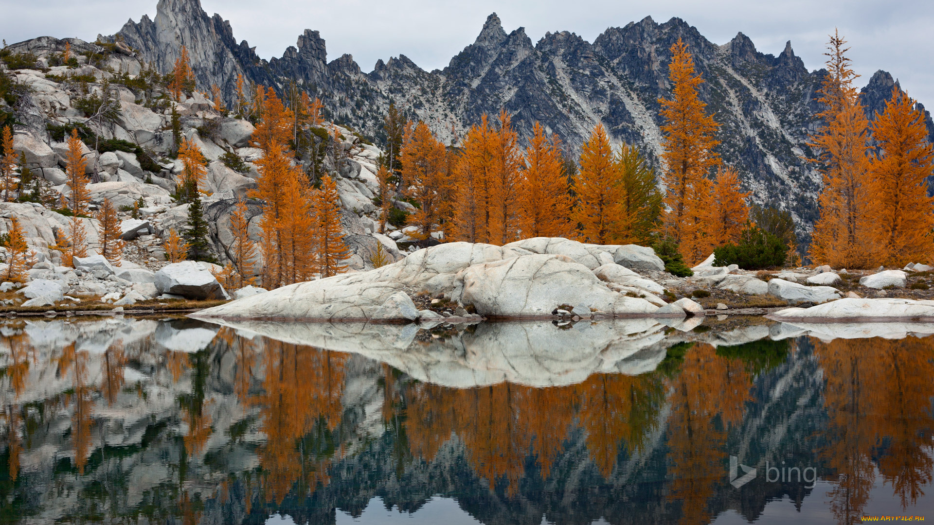 природа, горы, осень, озеро, деревья