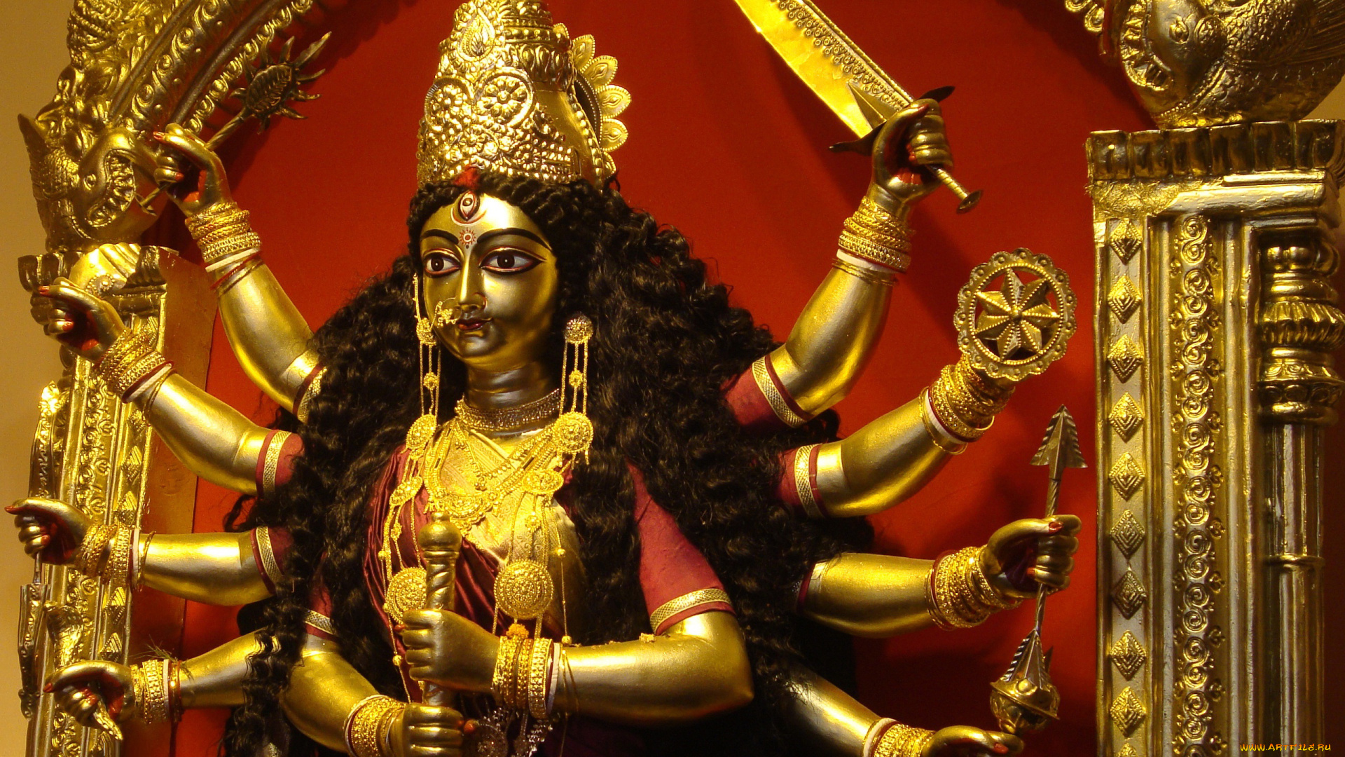 разное, религия, золото, godess-durga