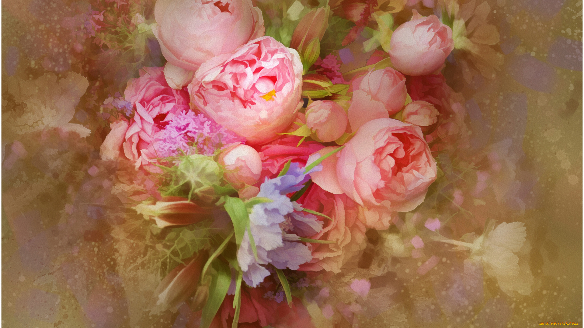 рисованные, цветы, и