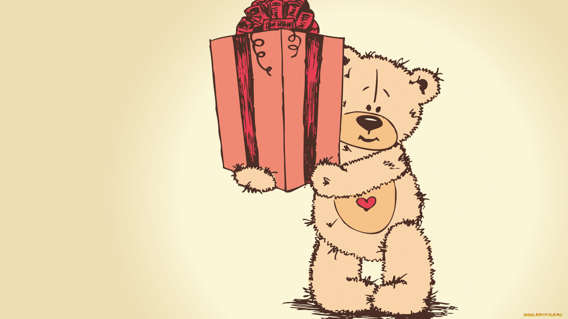 рисованные, мишки, тэдди, подарок, медведь