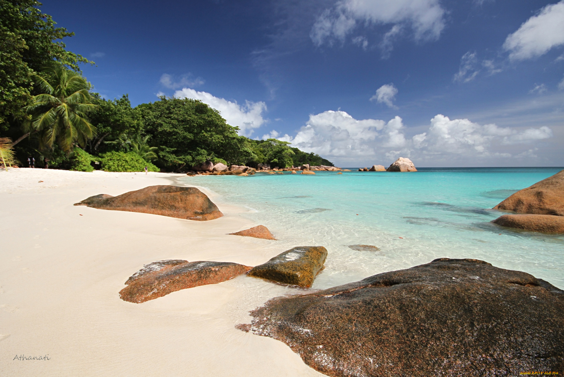 природа, тропики, берег, песок, камни