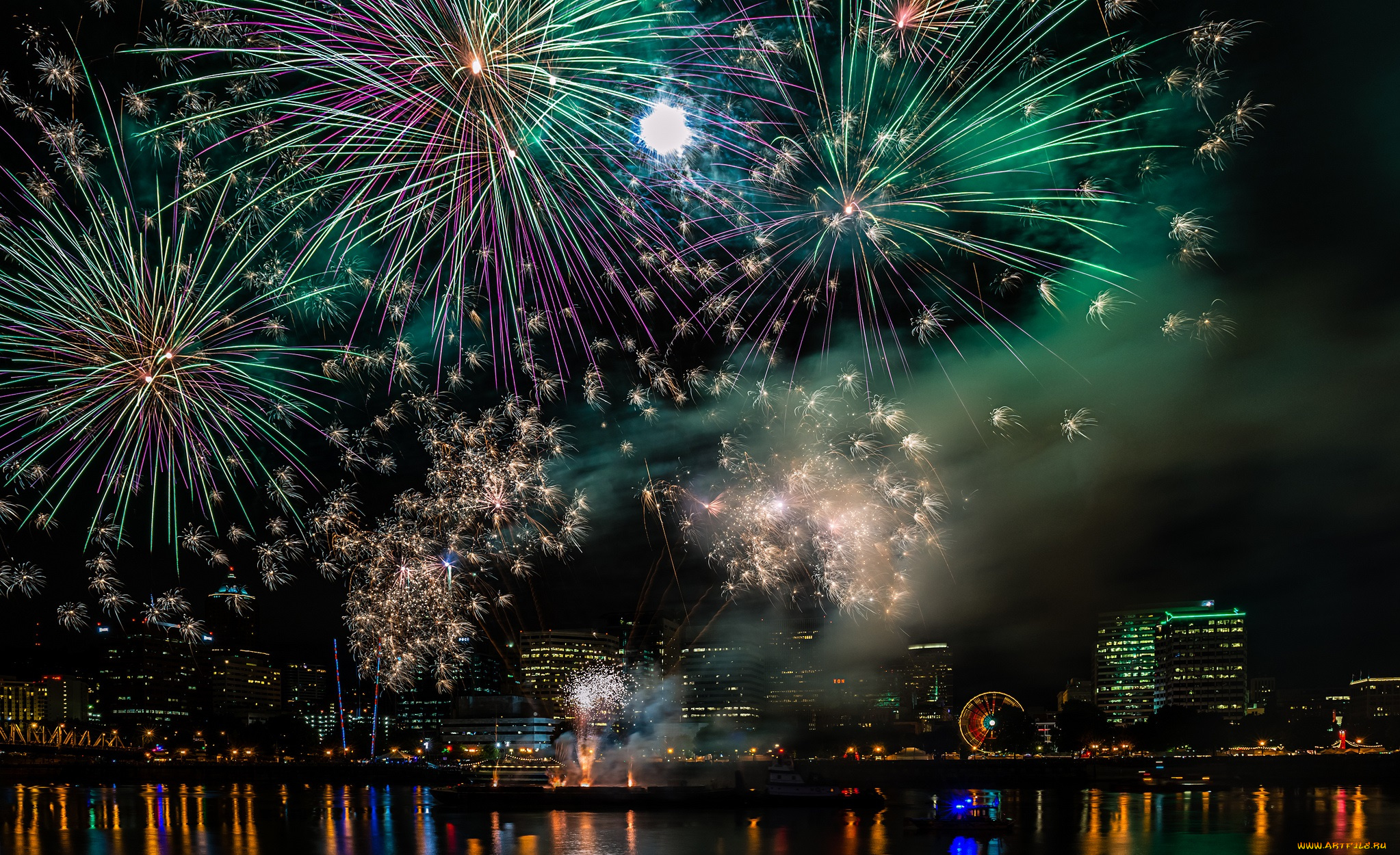 разное, салюты, , фейерверки, фейерверк, ночь
