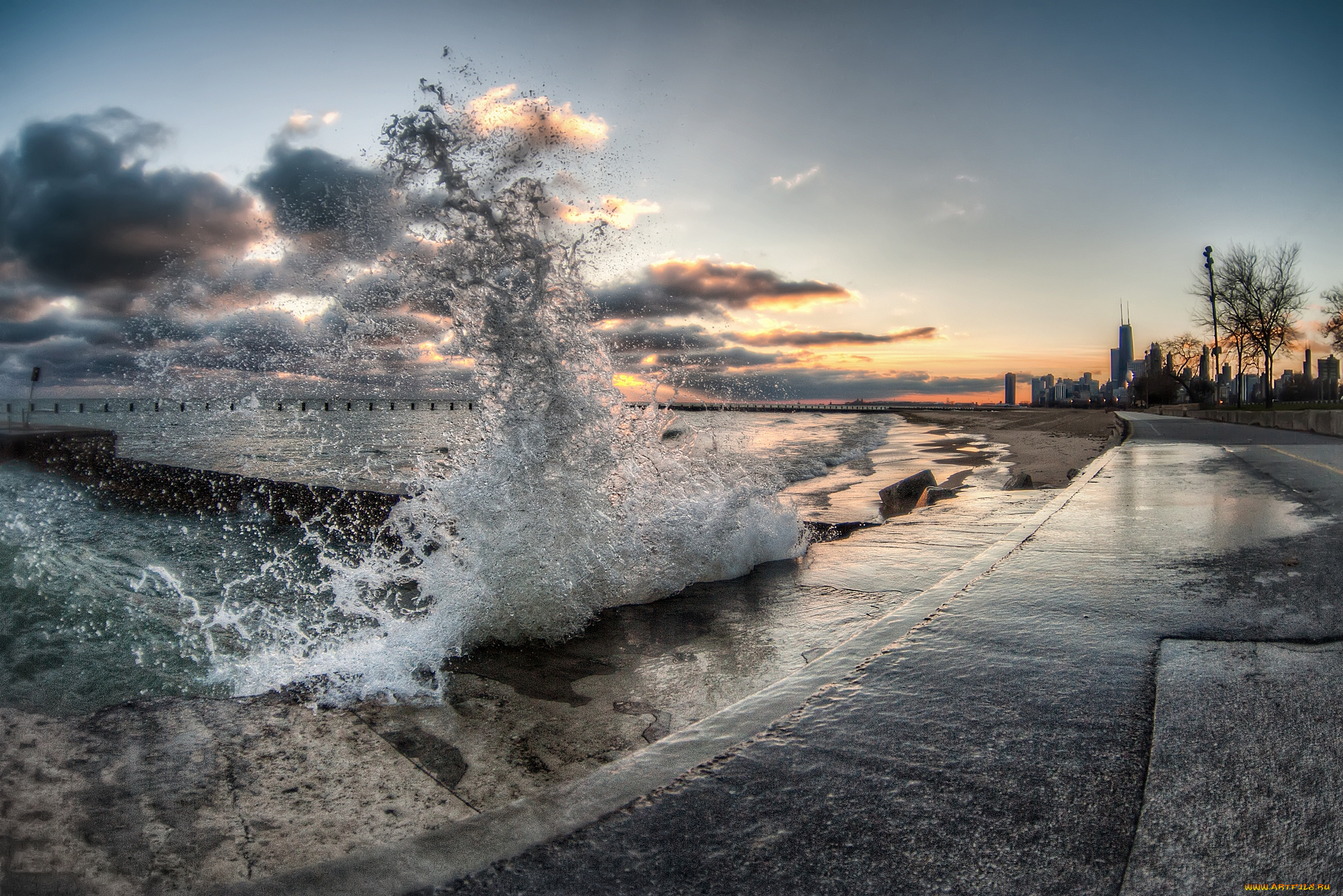 города, Чикаго, , сша, брызги