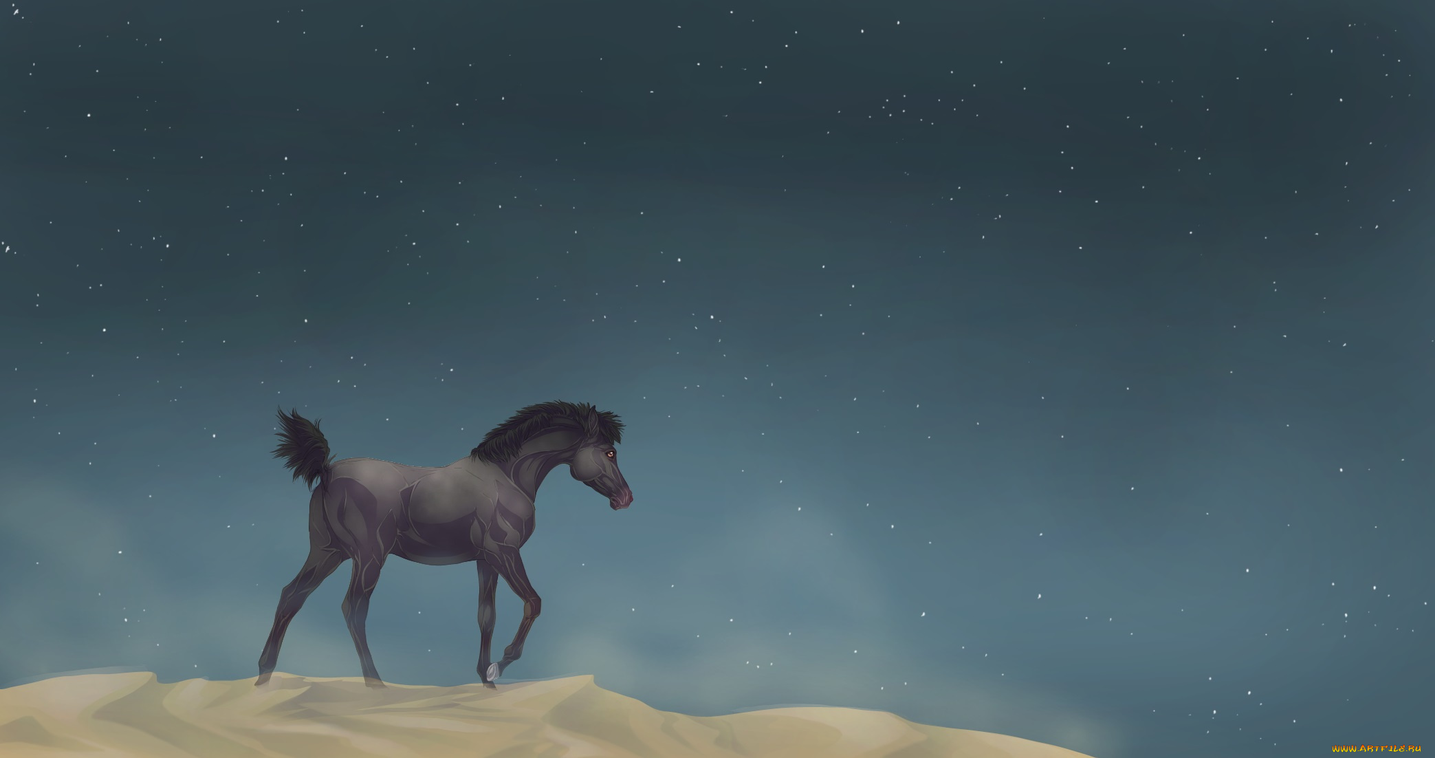 рисованные, животные, , лошади, лошадь