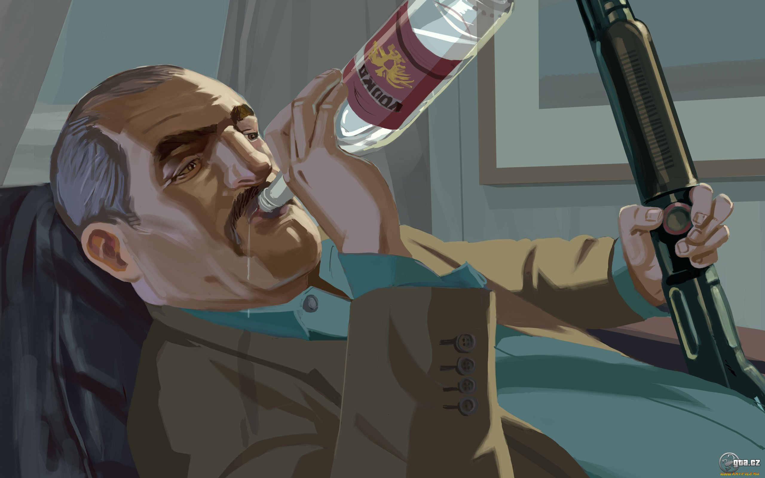 grand, theft, auto, iv, видео, игры, мужчина, водка