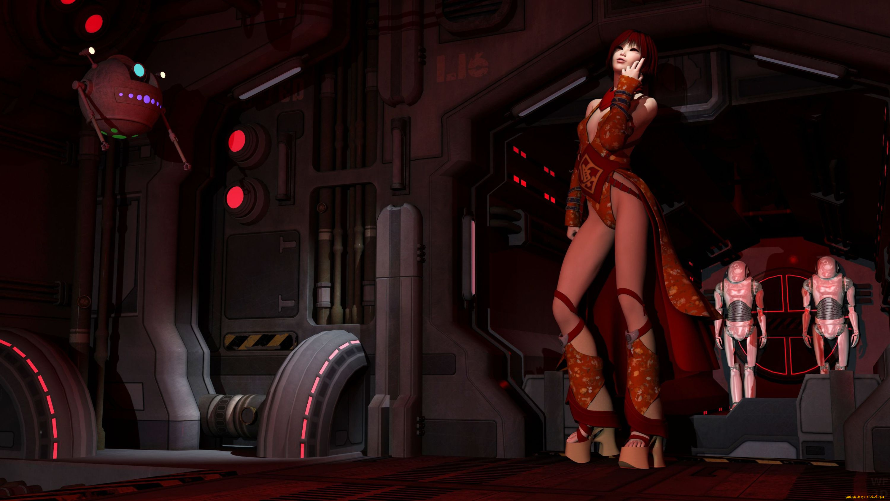 3д, графика, fantasy, , фантазия, роботы, девушка