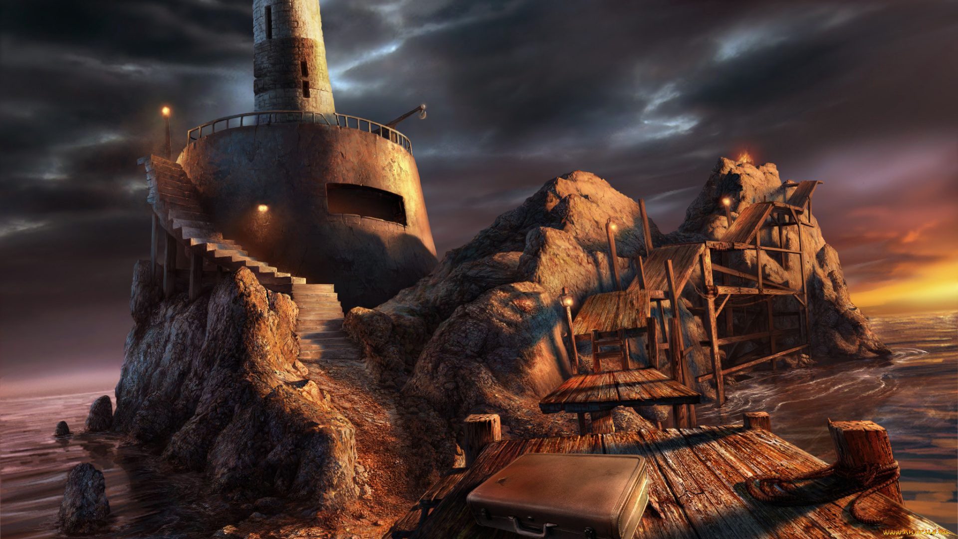 anas, riasat, фэнтези, иные, миры, , иные, времена, пристань, маяк, чемодан, море