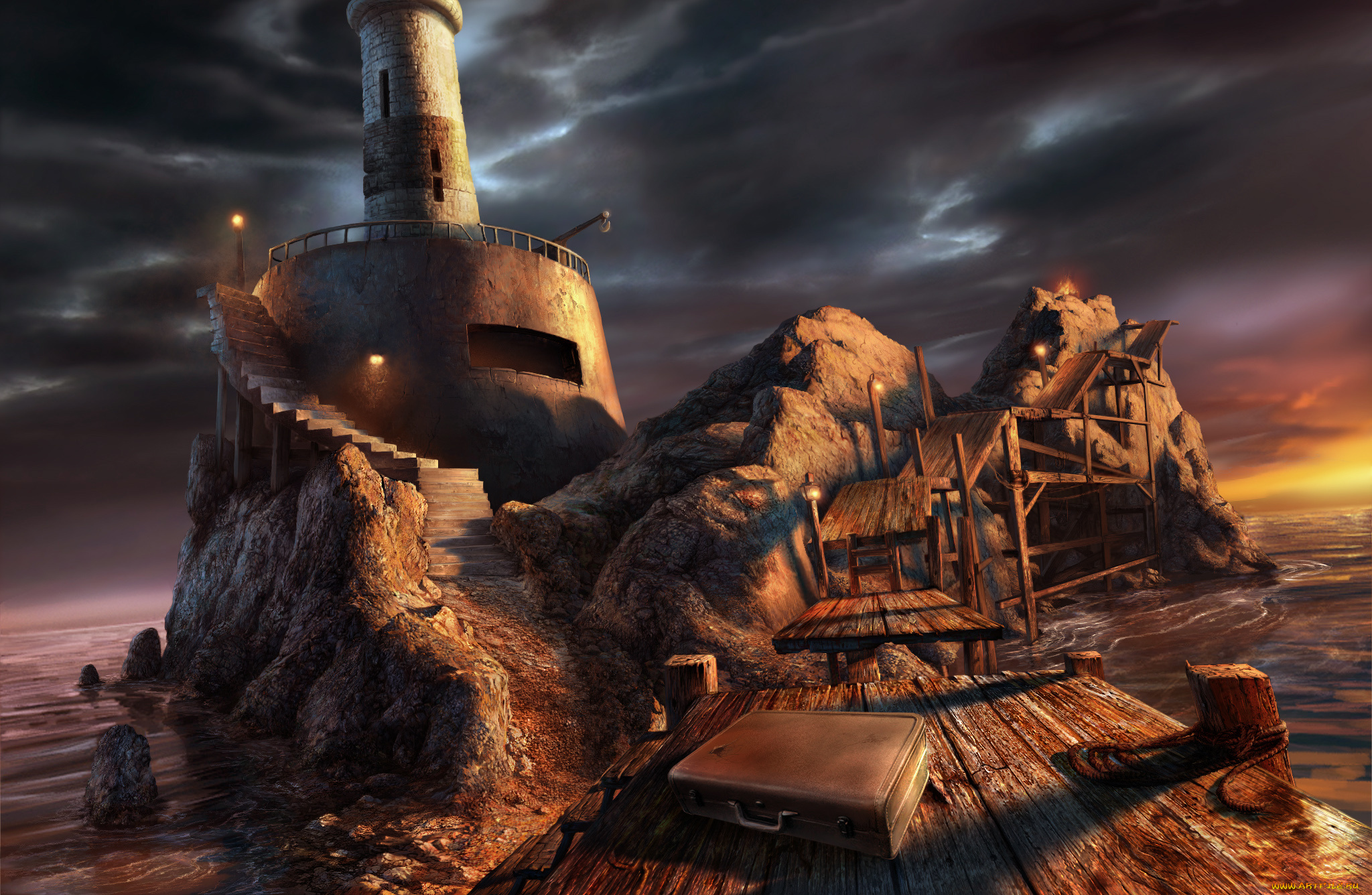anas, riasat, фэнтези, иные, миры, , иные, времена, пристань, маяк, чемодан, море