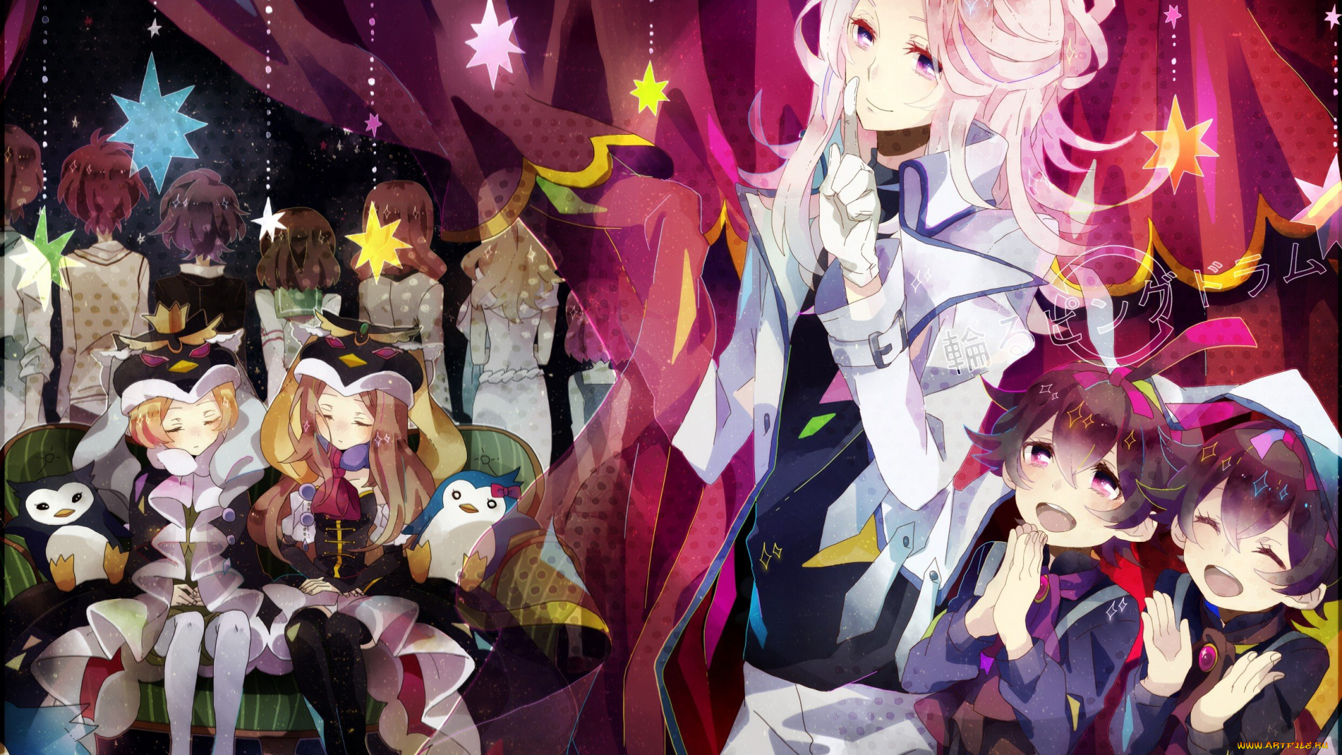 аниме, mawaru, penguin, drum, народ, представление, дети, пингвины, mawaru, penguin, drum