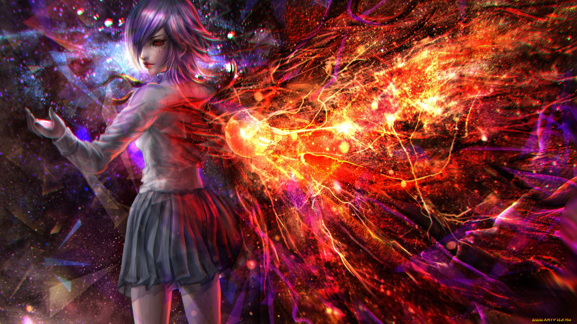 аниме, tokyo, ghoul, кровь, крылья, sangrde, tokyo, ghoul, арт, девушка, kirishima, touka