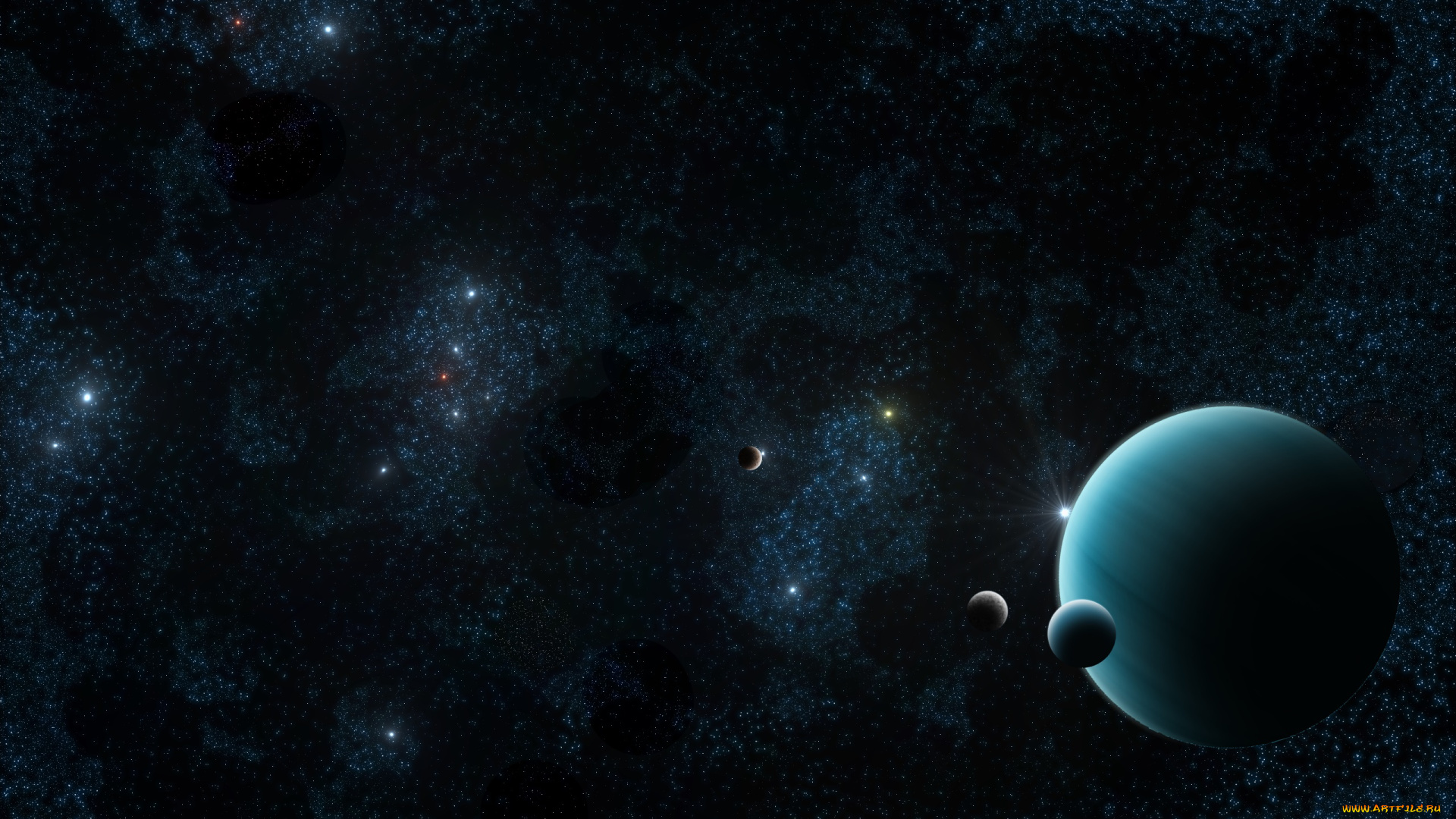 космос, арт, галактика, вселенная, звезды, планеты