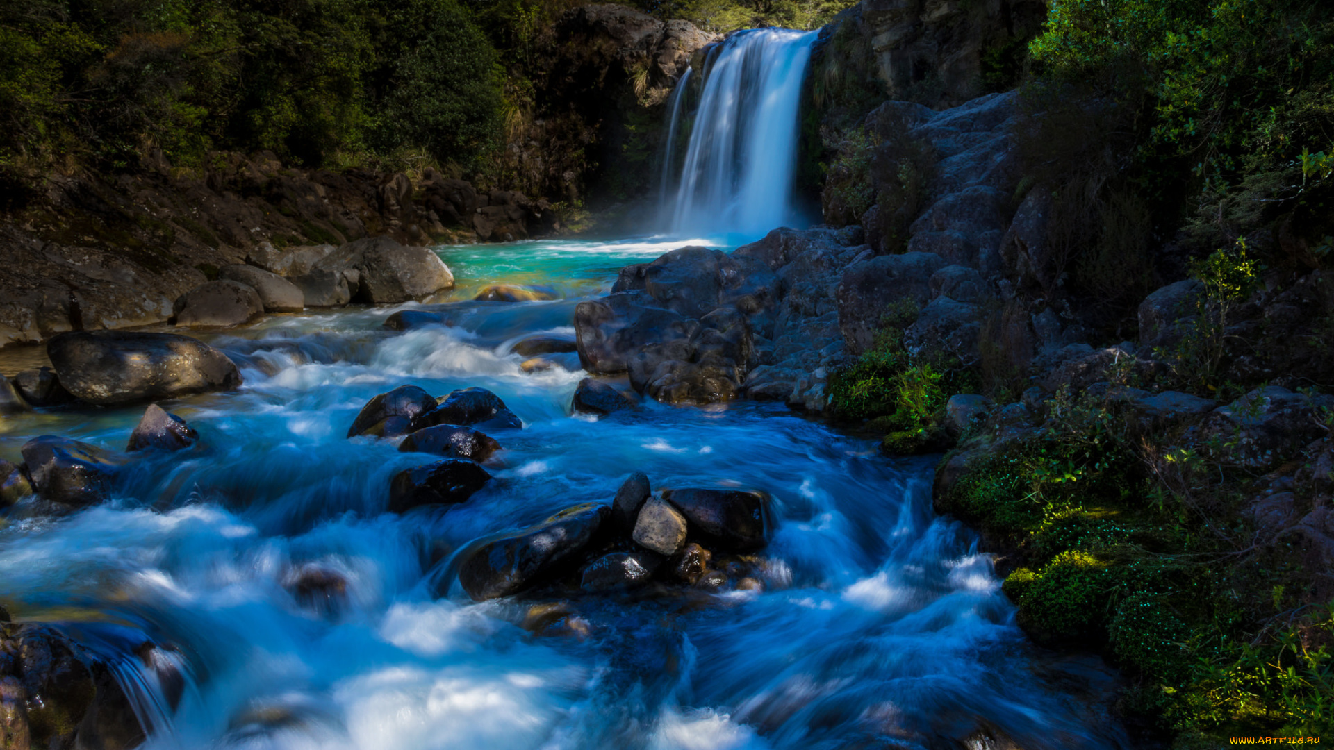 природа, водопады, tongariro, national, park, tawhai, falls, река, новая, зеландия, национальный, парк, тонгариро, водопад, new, zealand