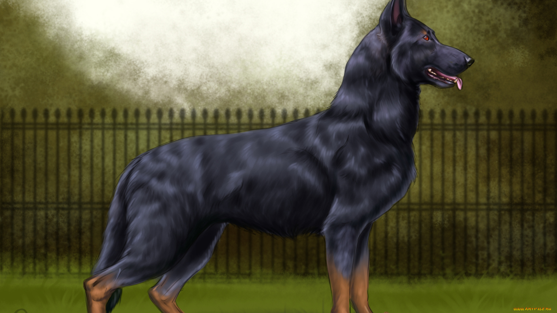 рисованное, животные, , собаки, фон, взгляд, собака