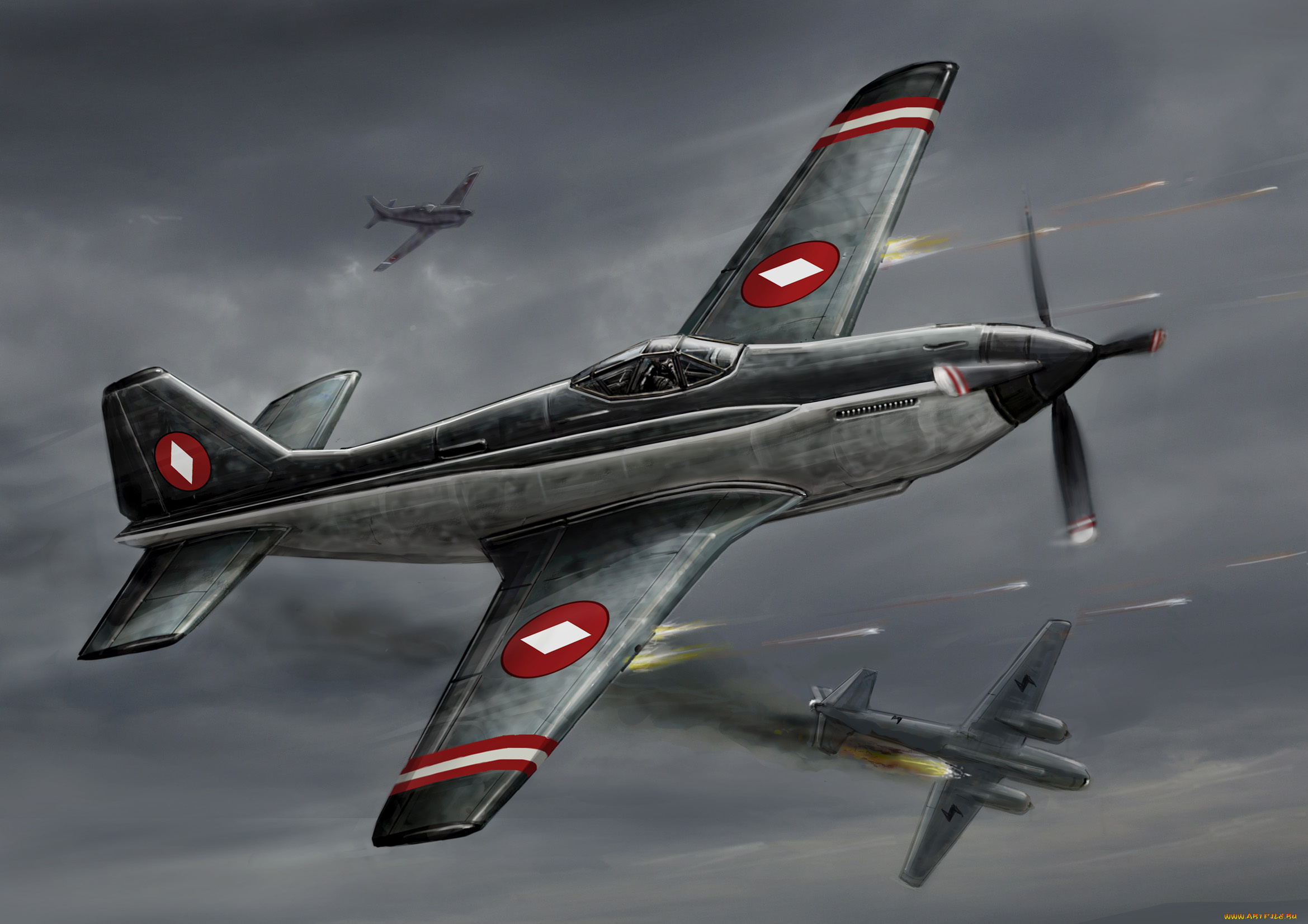 рисованное, армия, самолеты, полет