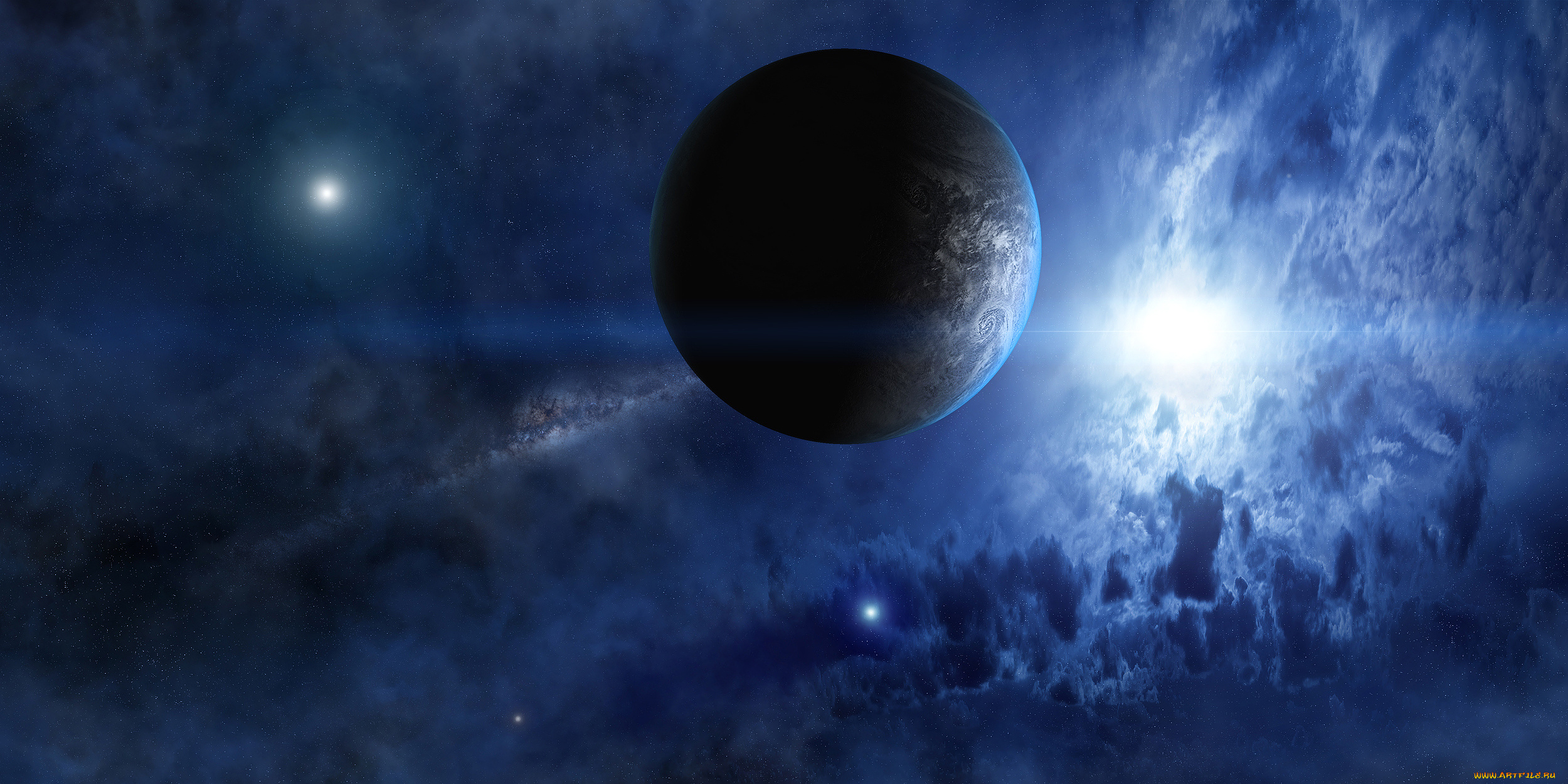 космос, арт, планета, фантастика, красота, свет, звезды