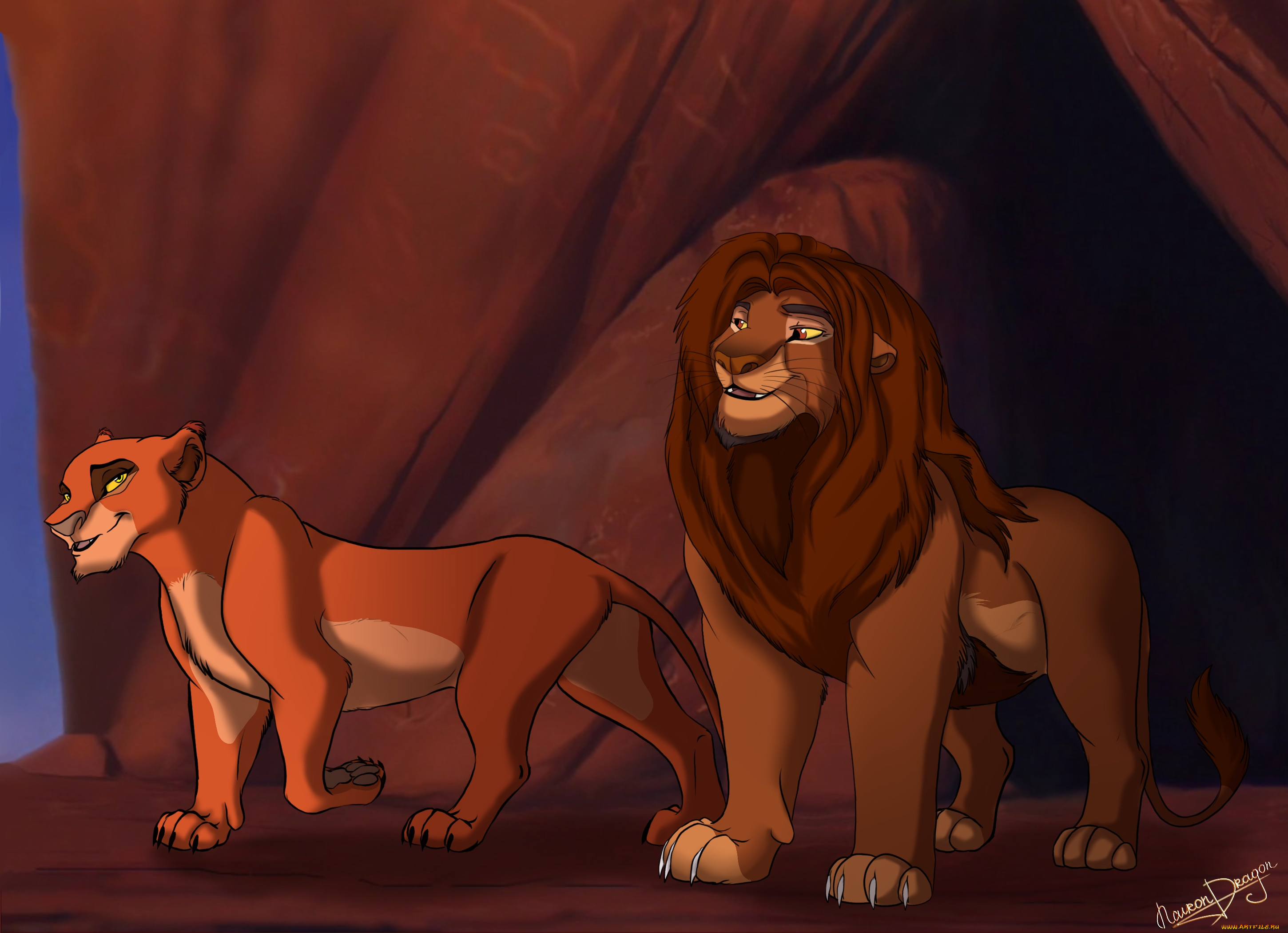векторная, графика, мультфильмы, , cartoons, львица, лев