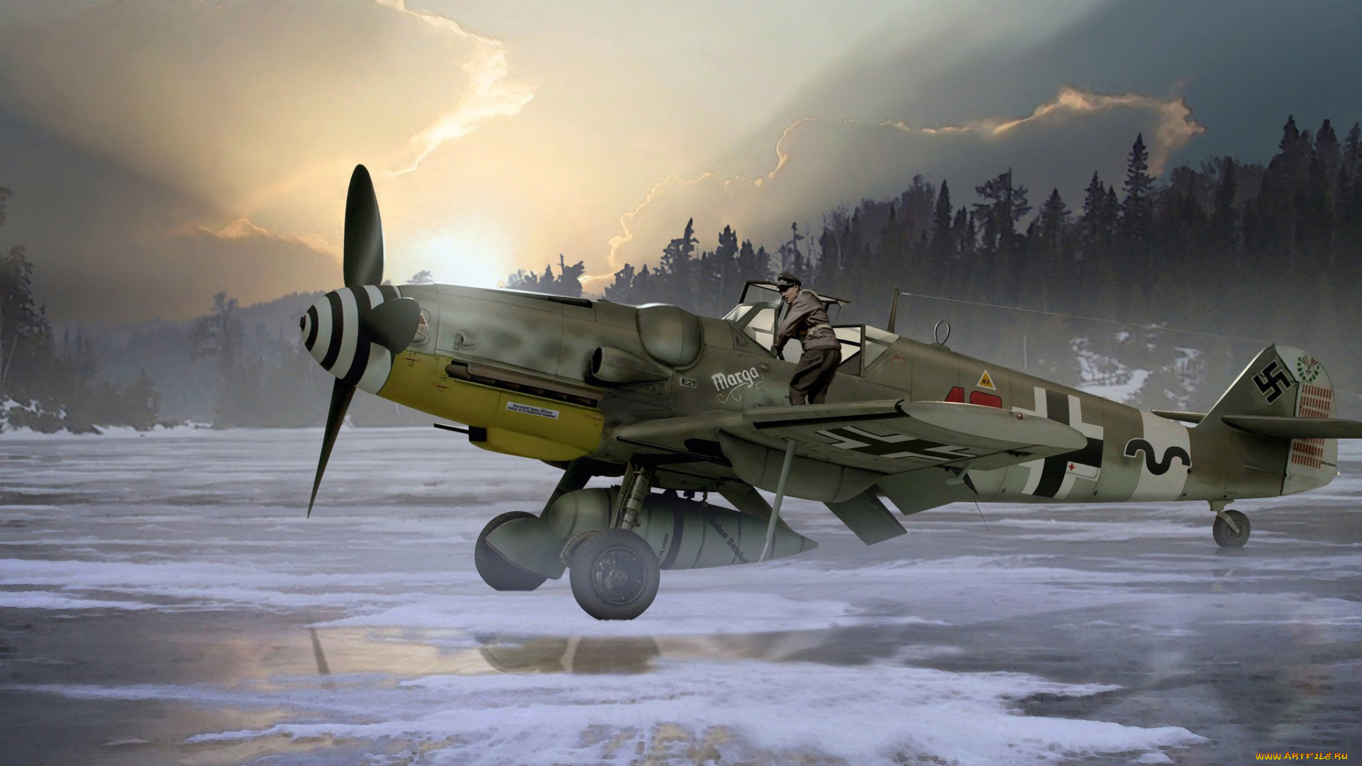 авиация, 3д, рисованые, v-graphic, luftwaffe, поршневой, одномоторный, messerschmitt, живопись, bf, 109g-6-r6, истребитель-низкоплан, painting