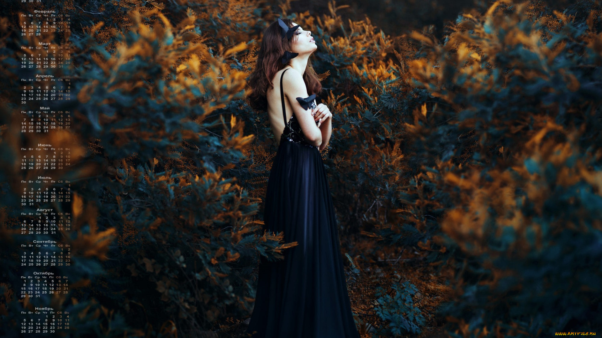 календари, девушки, профиль, 2018, растения