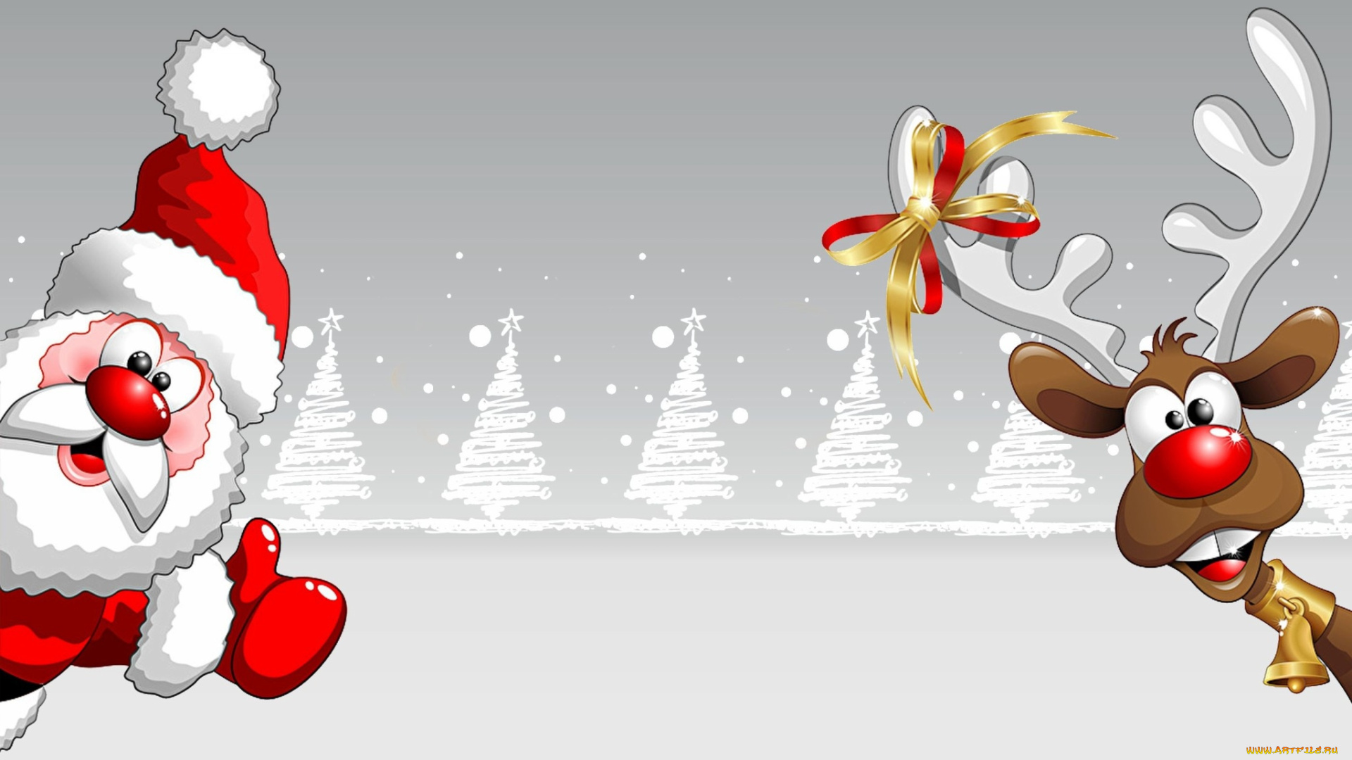 праздничные, векторная, графика, , новый, год, рождество, открытка, новый, год, олень, дед, мороз