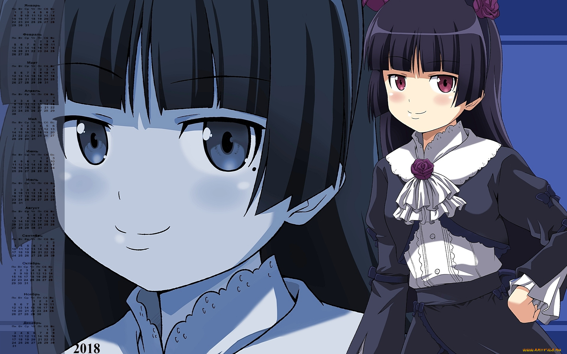 календари, аниме, 2018, взгляд, девочка