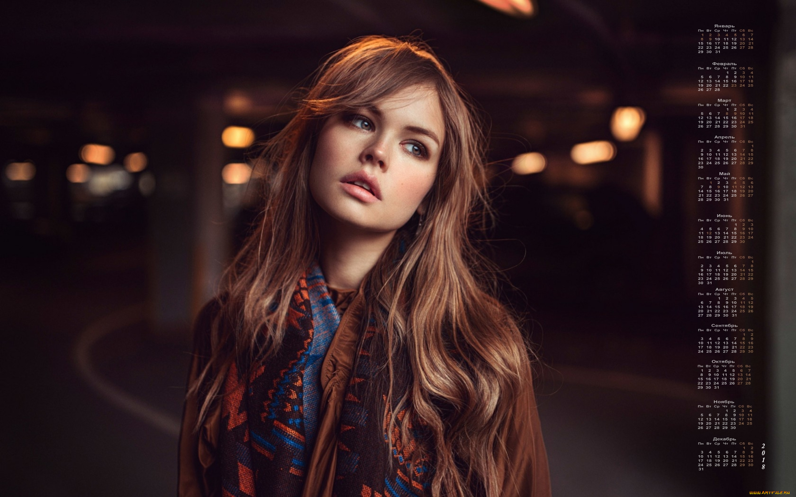 календари, девушки, взгляд, 2018