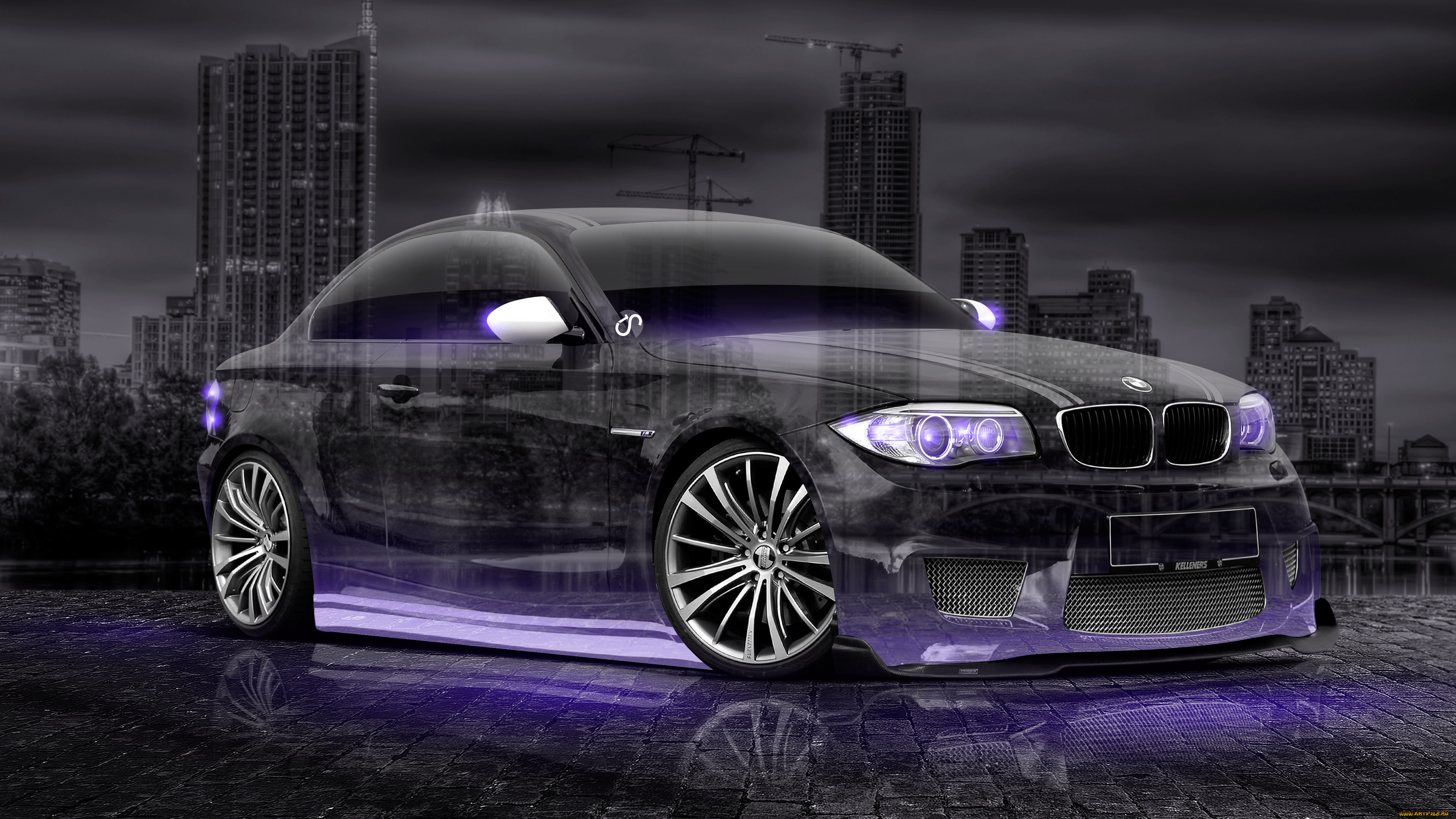 bmw, m1, tuning, crystal, city, night, car, 2015, автомобили, 3д, bmw, m1, tuning, crystal, city, night, car, 2015